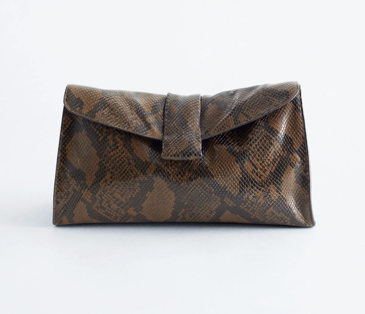 & Other Stories Soft Leather Clutch in Dark Brown Snake, $199 at & Other Stories