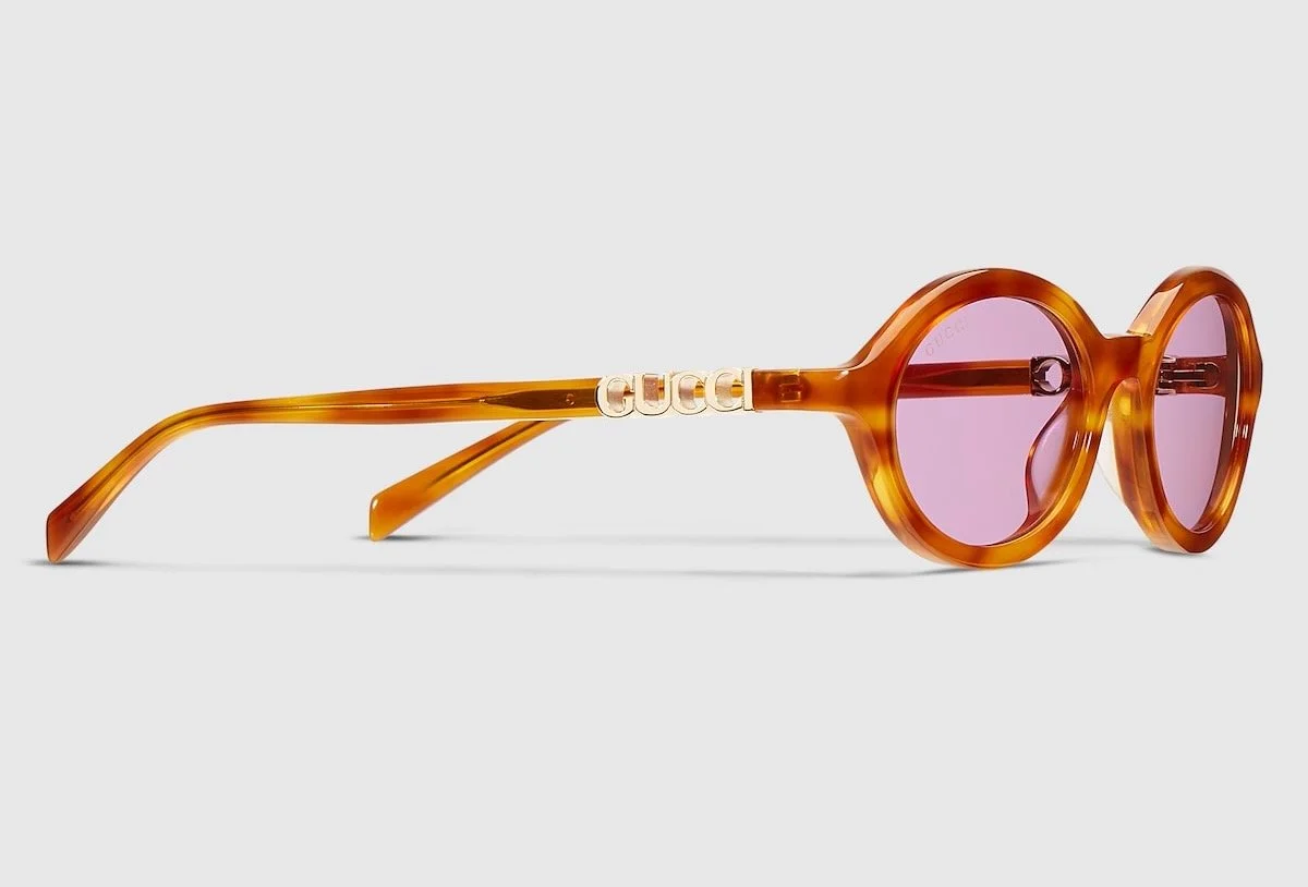 Gucci Round Frame Sunglasses in Lilac Tortoiseshell, $515 at Gucci