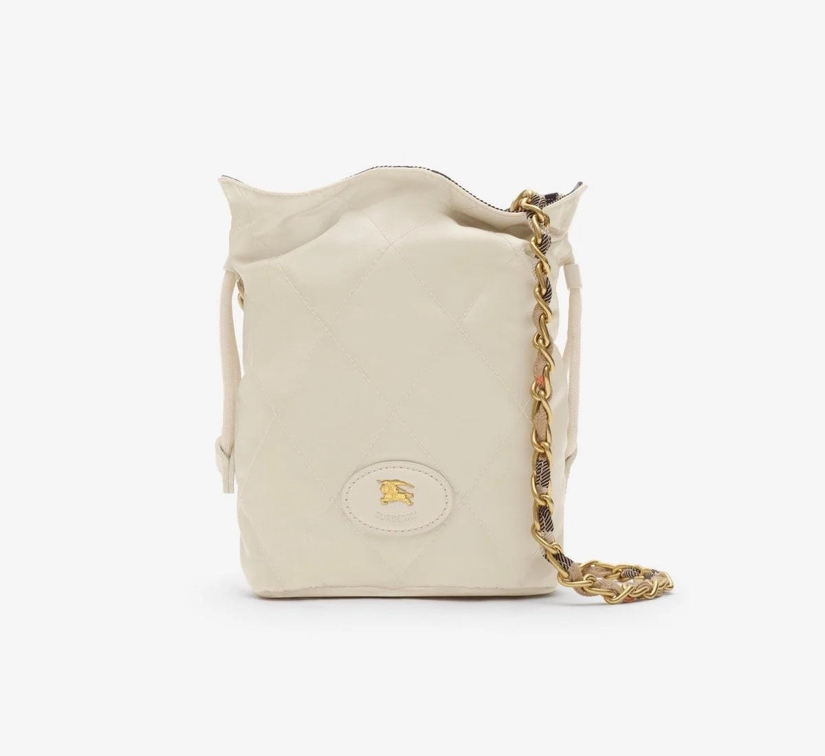 Burberry Reversible Horseshoe Chain Pouch in Soap Beige/Sand Beige, $970 at Burberry