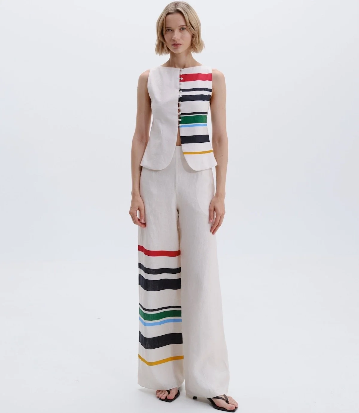 Cala de la Cruz Genova Vest ($425) and Toya Pants ($465) at Cala de la Cruz