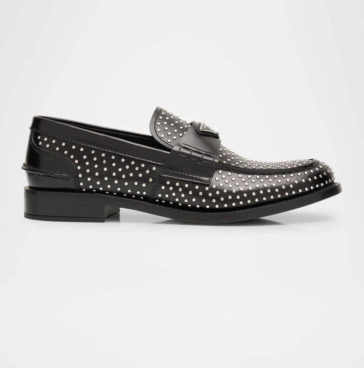 Prada Spazzolato Leather Studded Loafers, $1,390 at Neiman Marcus