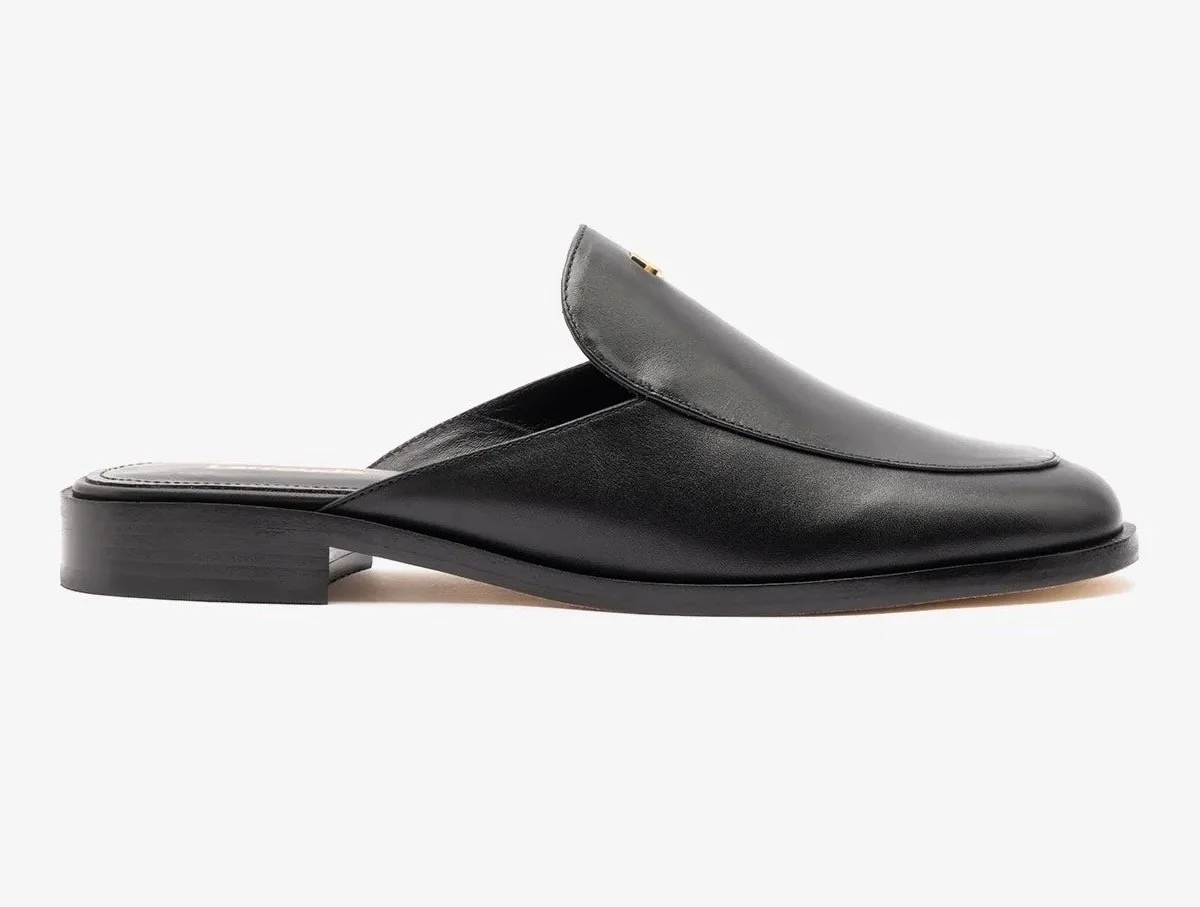 Larroudé Margaux Mule Black Leather, $203 at Larroudé