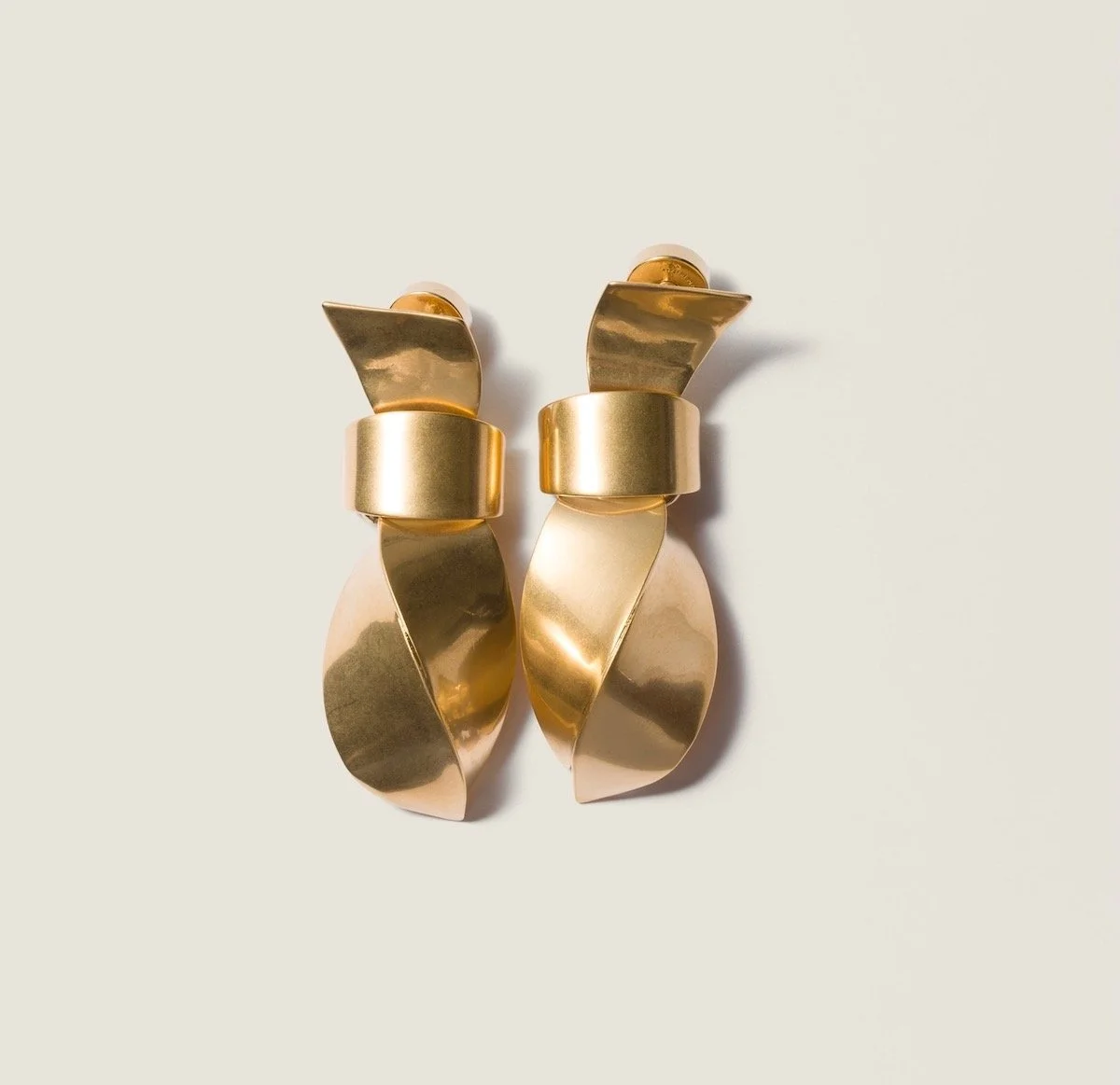 Miu Miu Metal Earrings in Gold/Vintage, $775 at Miu Miu