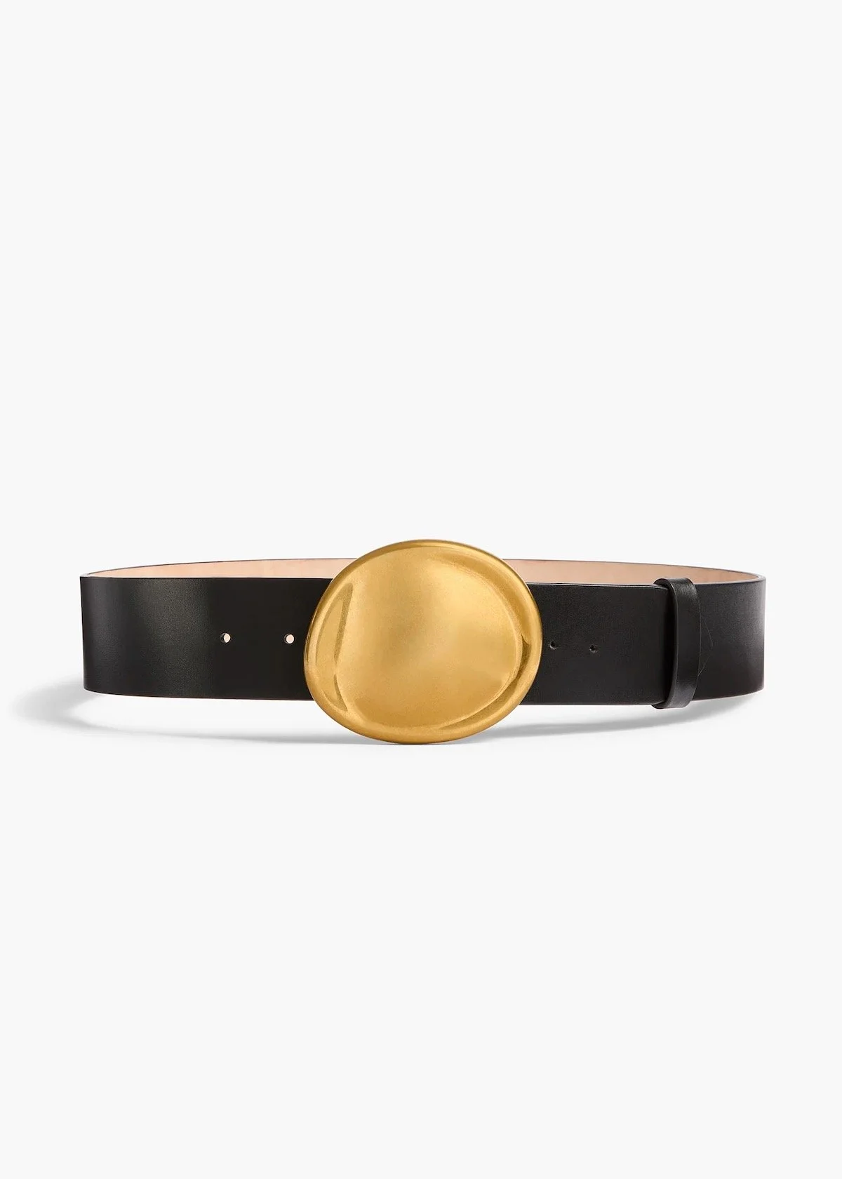 Khaite Keefe Belt in Black Leather With Gold, $980 at Khaite