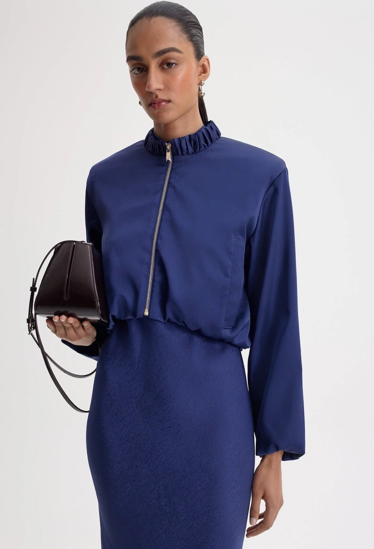 Scanlan Theodore Satin Bomber in Ocean, $450 at Scanlan Theodore