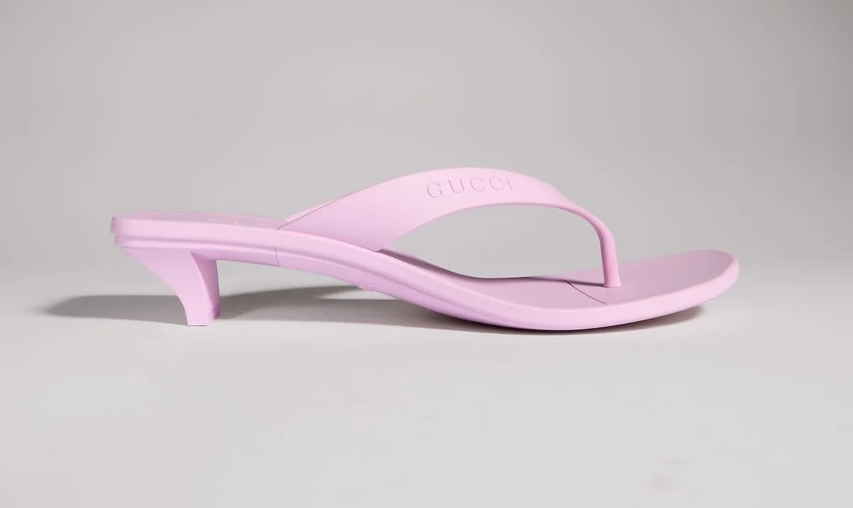 Gucci Vittoria Thong in Pink Rubber, $590 at Gucci