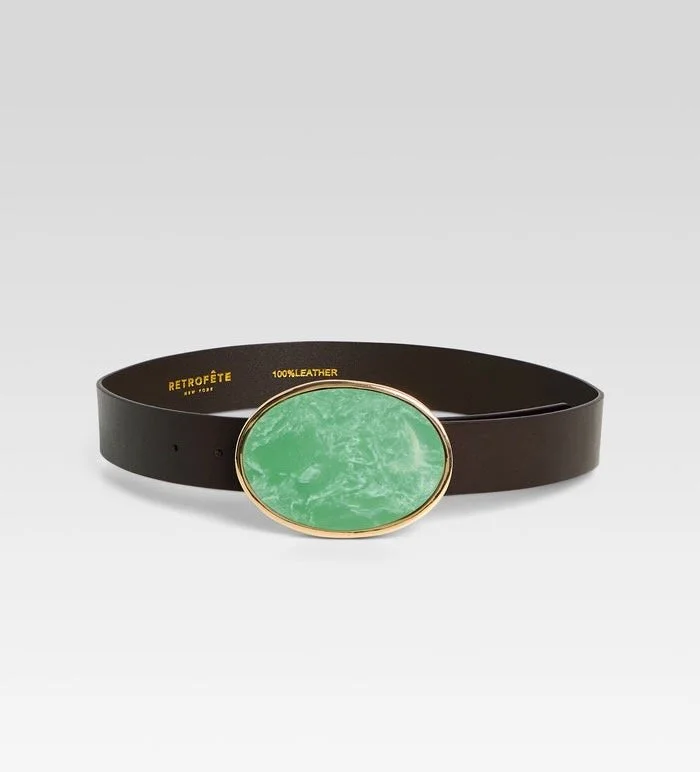 Retrofête Dagmar High Waist Leather Belt in Brown, $258 at Retrofête