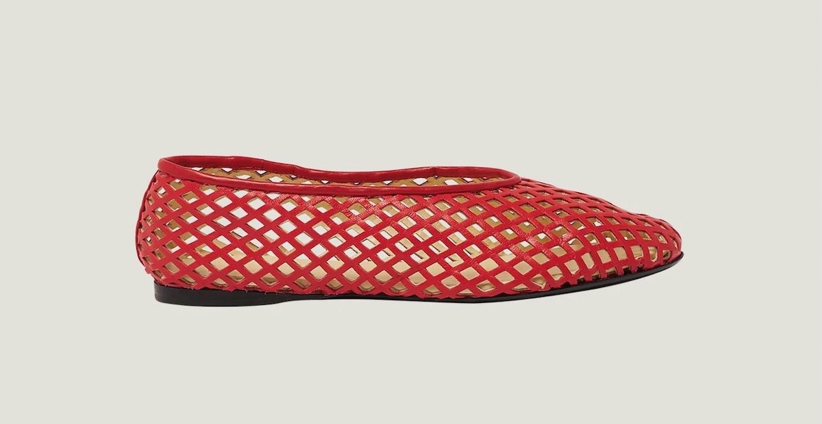 Proenza Schouler Tee Perforated Leather Ballerina Flats in Red, $790 at Bergdorf Goodman