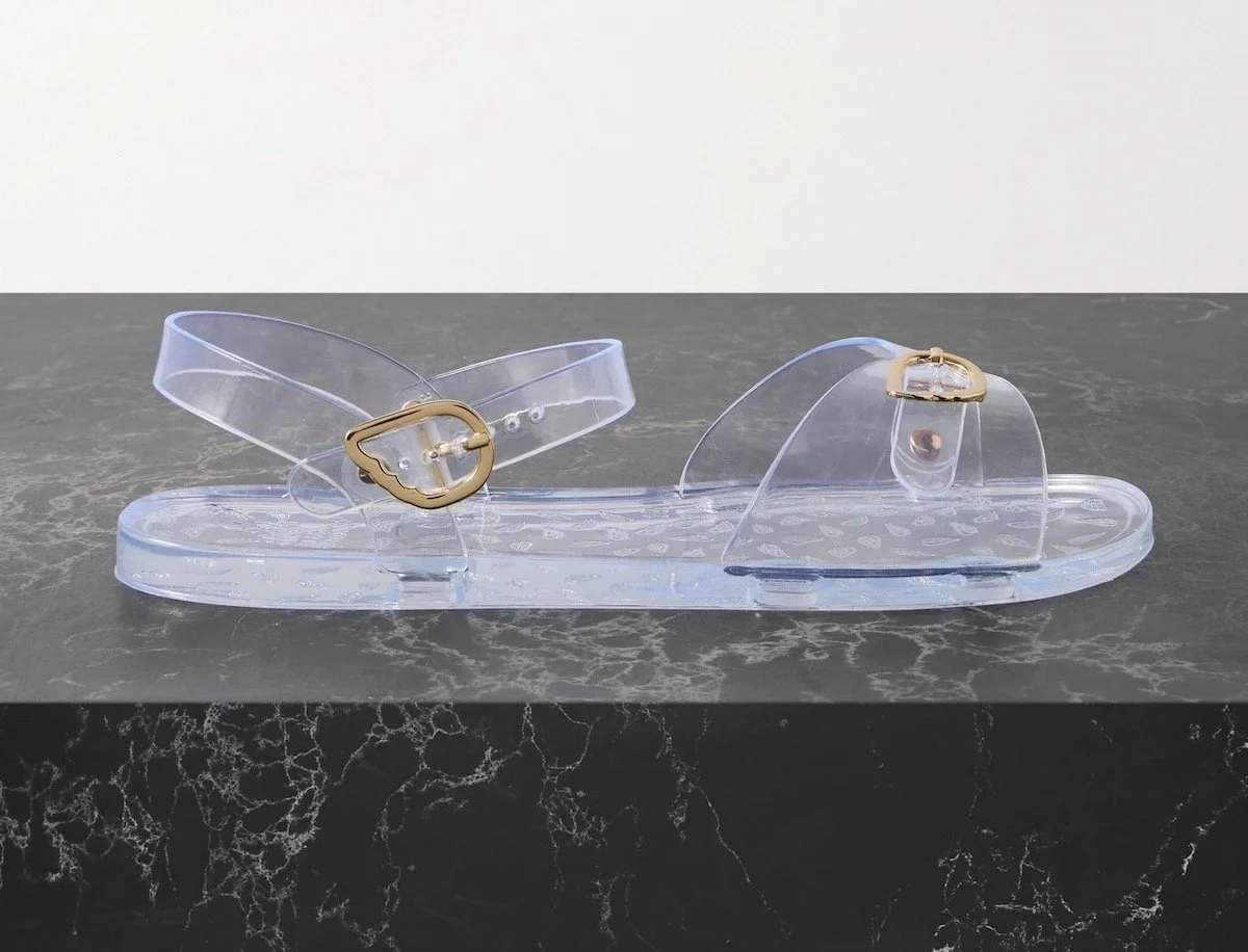 Ancient Greek Sandals Irini Recycled-PVC Slingback Sandals in Clear, $195 at Net-a-Porter