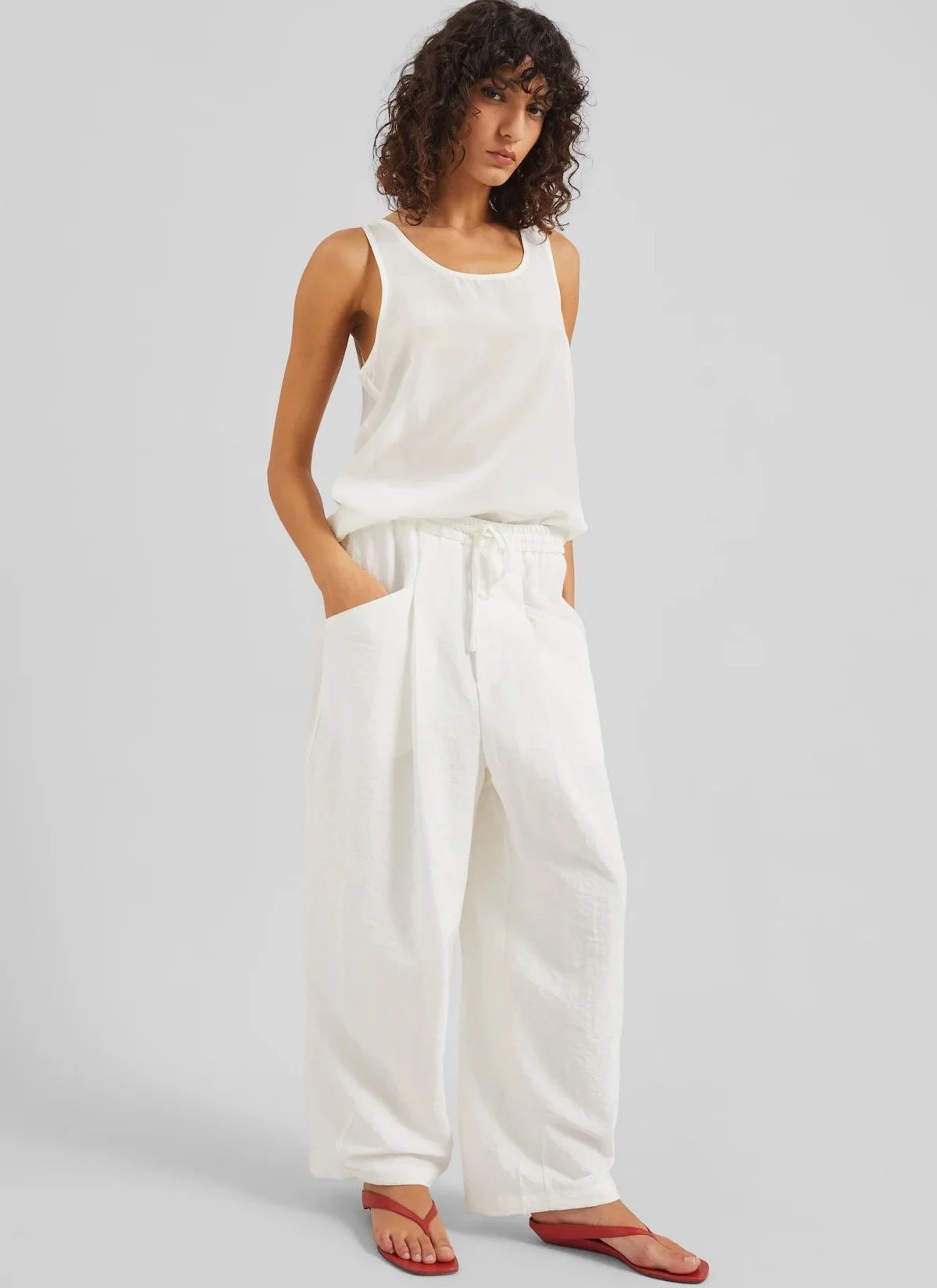The Frankie Shop Senart Barrel Leg Pants in Ivory, $135 at The Frankie Shop