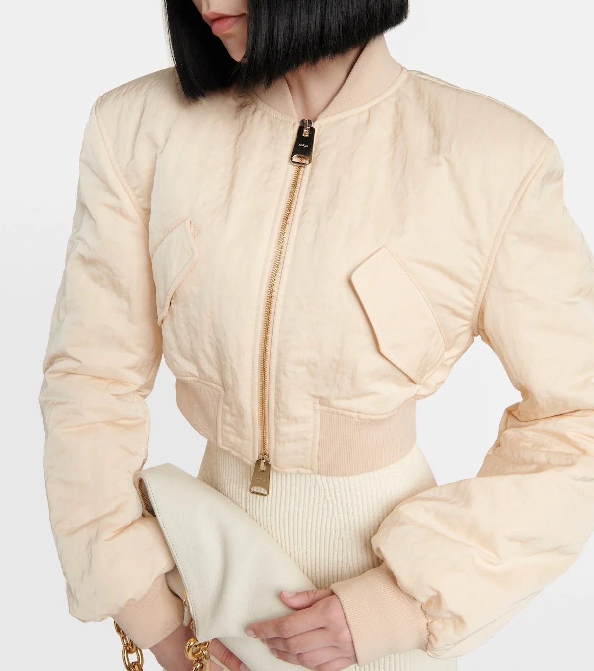 Khaite Reggie Cropped Satin Bomber Jacket, $1,540 at Mytheresa