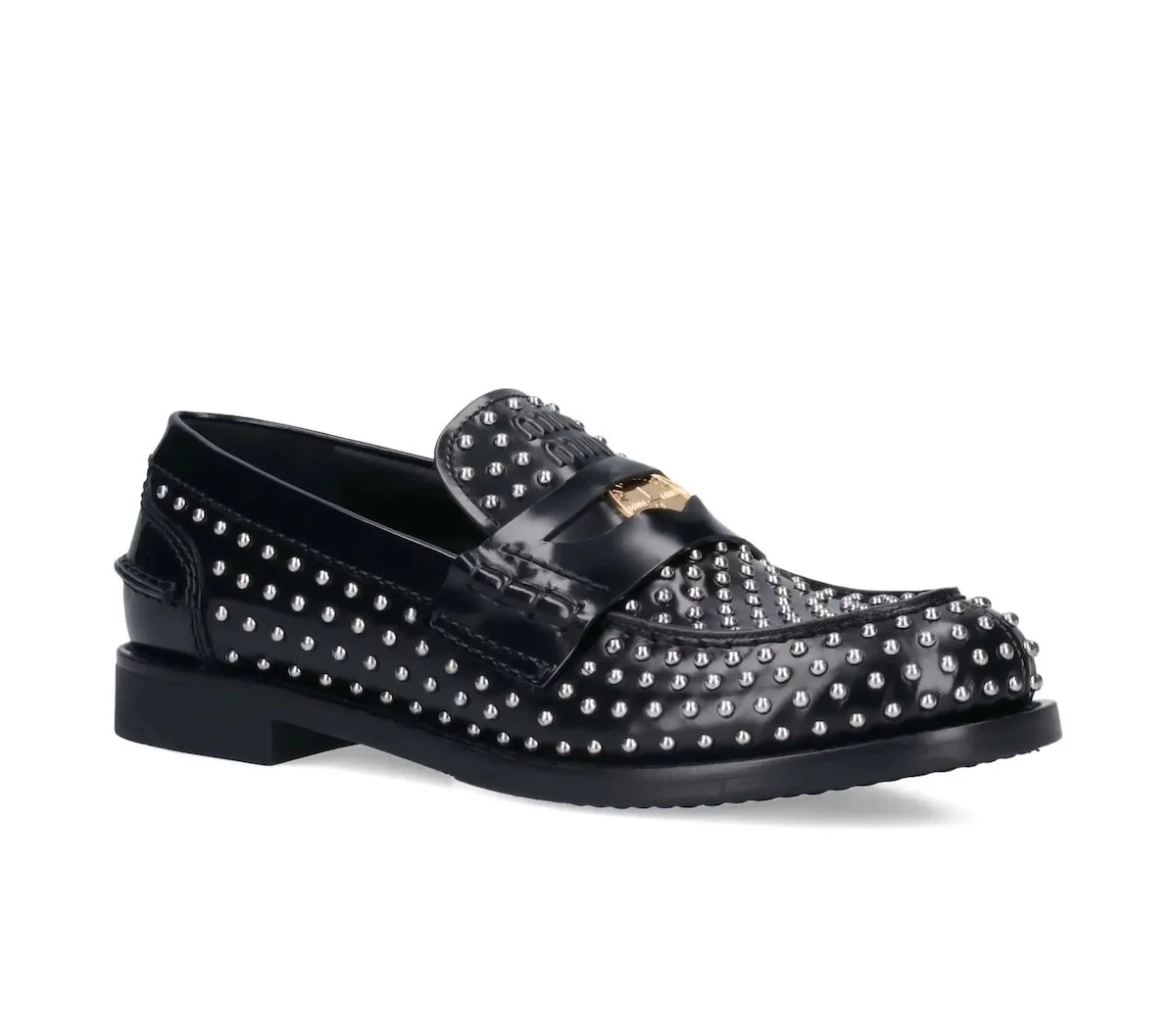 Miu Miu Studded Penny Loafers, $1,470 at Farfetch