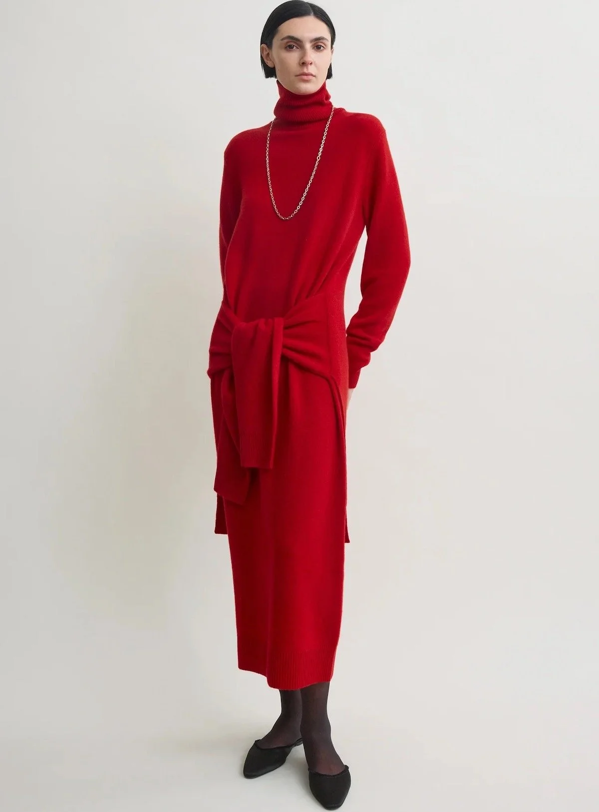 TOTEME Double-Sleeve Turtleneck Dress Poppy, $1,340 at TOTEME