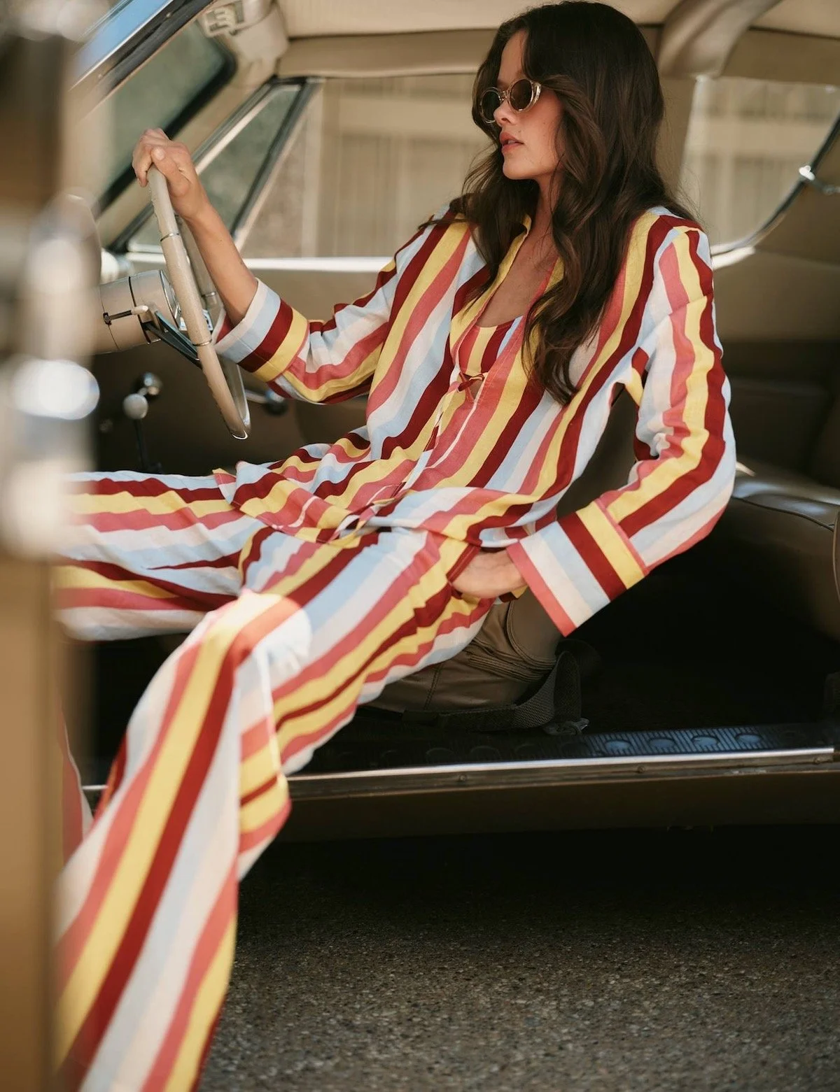Solid & Striped Livia Tunic ($178) and Ashling Wide-Leg Pants ($198) at Anthropologie