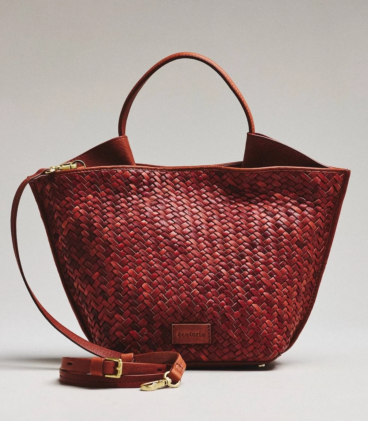 Ecotorie Austin Large Woven Leather Top Handle Bag, $295 at Anthropologie