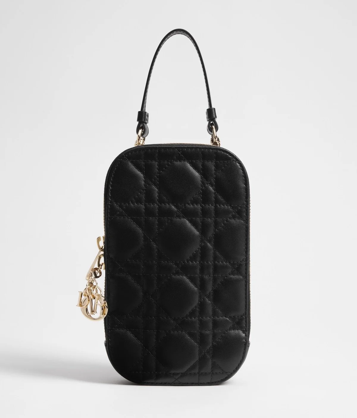 Dior Lady Dior Call’in Dior Phone Holder in Black Cannage Lambskin, $1,450 at Dior