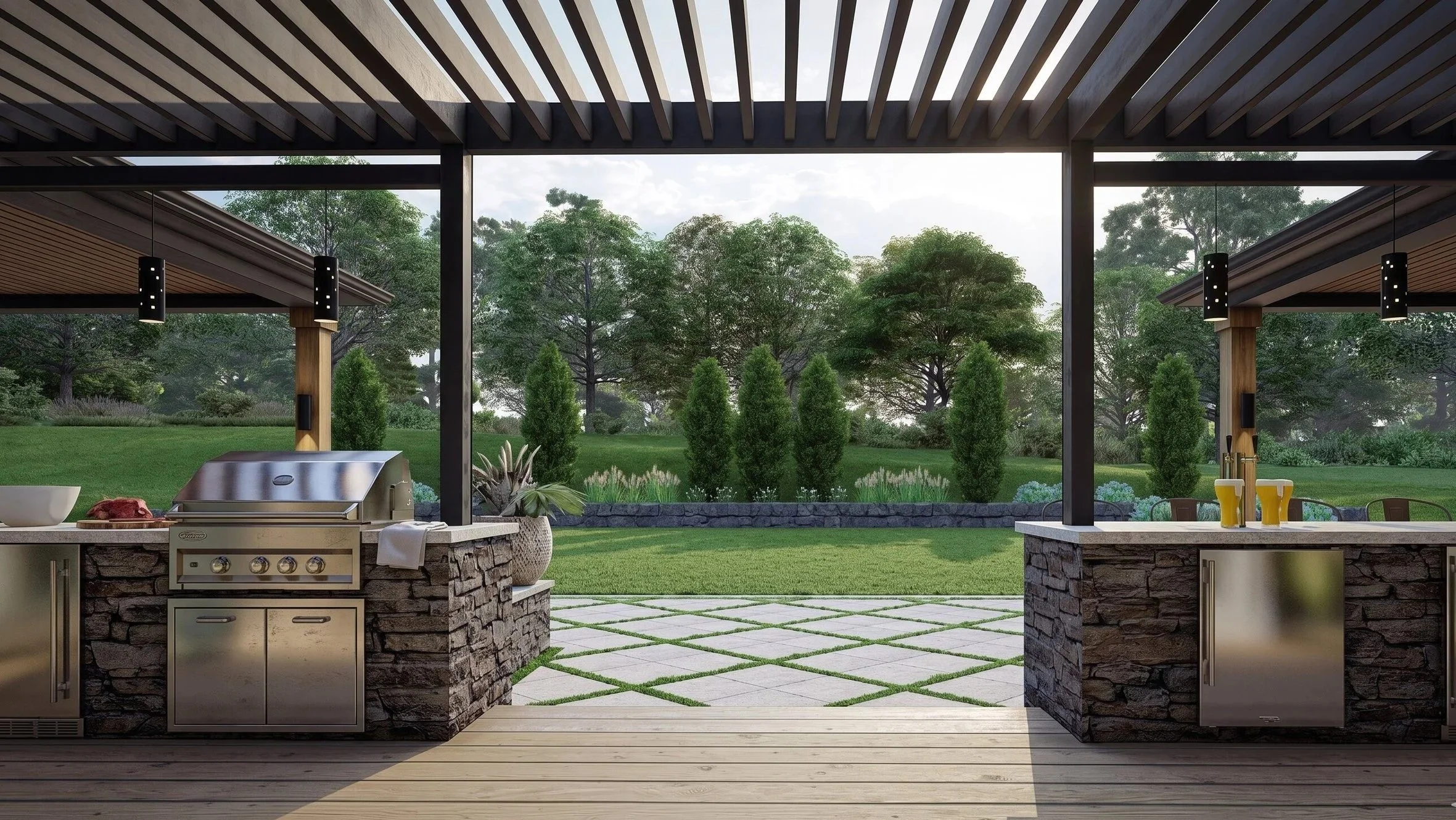 A custom outdoor kitchen designed online by SCAPES