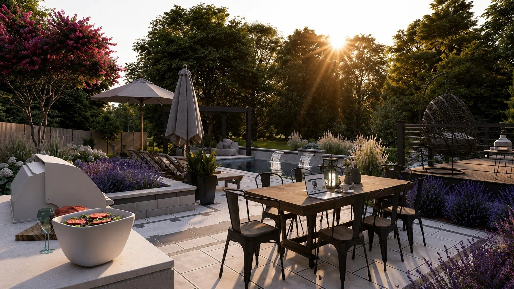 a modern paver patio outdoor living space designed online by SCAPES