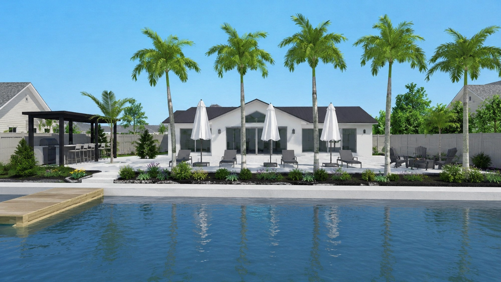 Tropical waterfront landscape design by scapes