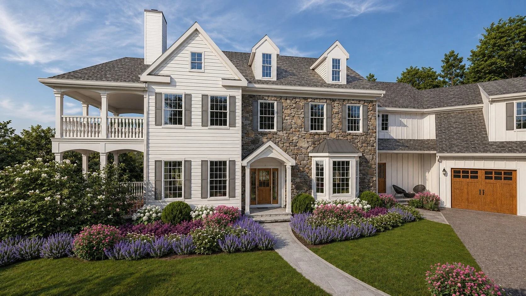 a modern farmhouse landscape design by SCAPES