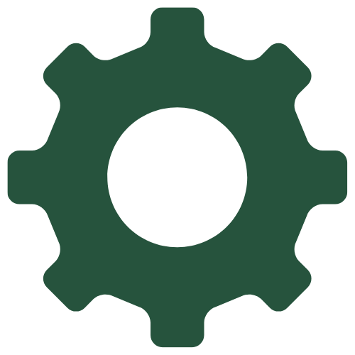 Gear icon to symbolize landscape designs built by landscapers