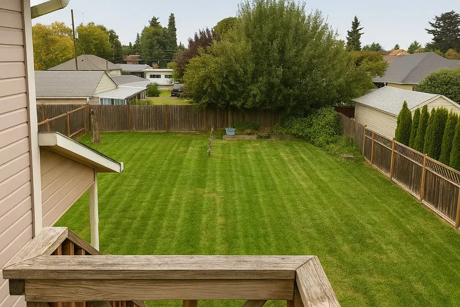 Private backyard with green space - perfect for fresh air and quiet downtime.