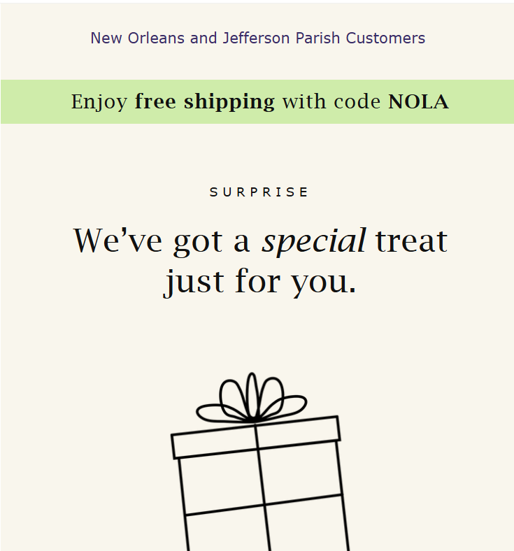 New Orleans Area Customers Free Delivery