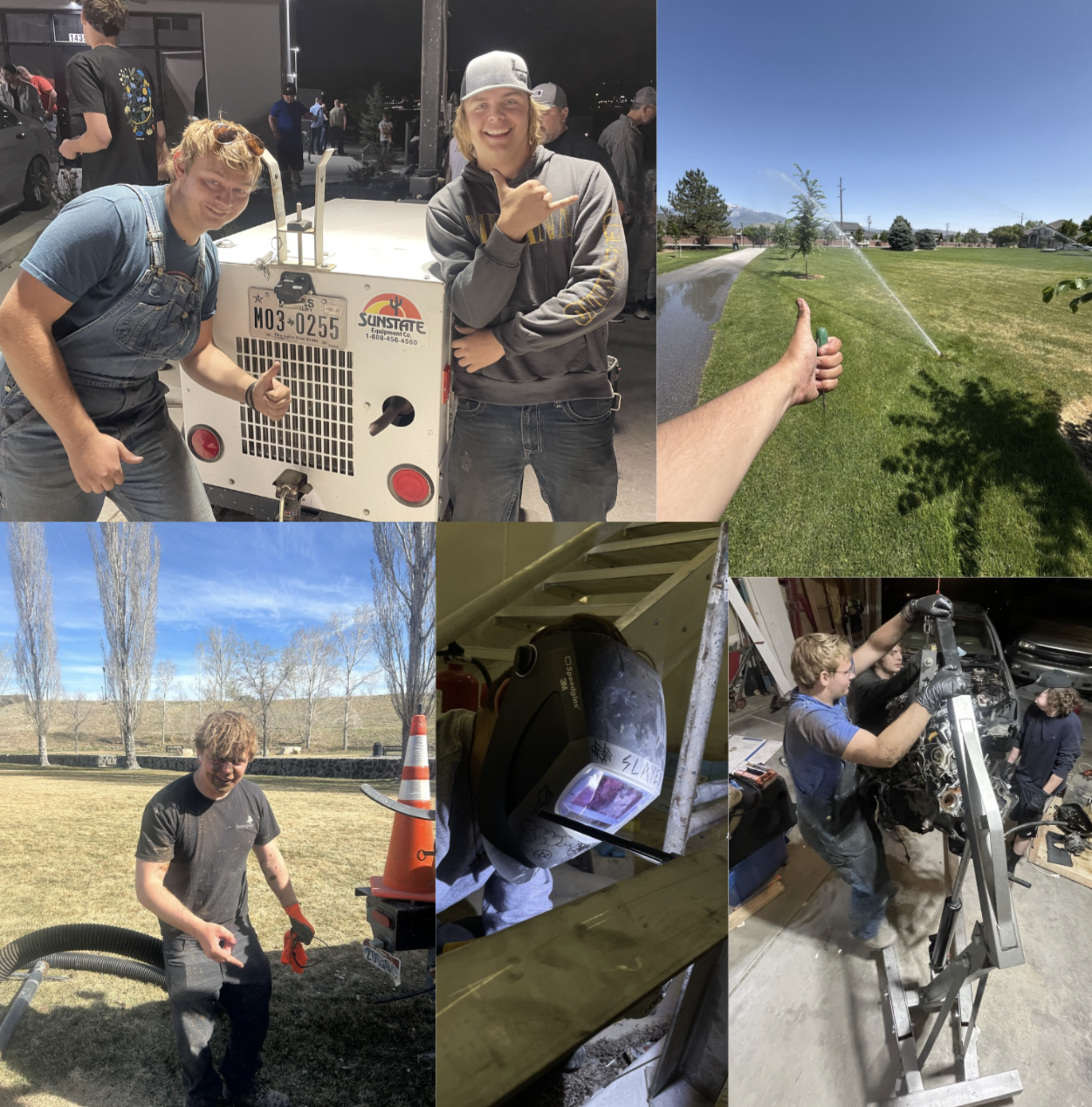 Photos of the Adivio founder working in Landscaping, Auto Shops, Welding, and Roofing