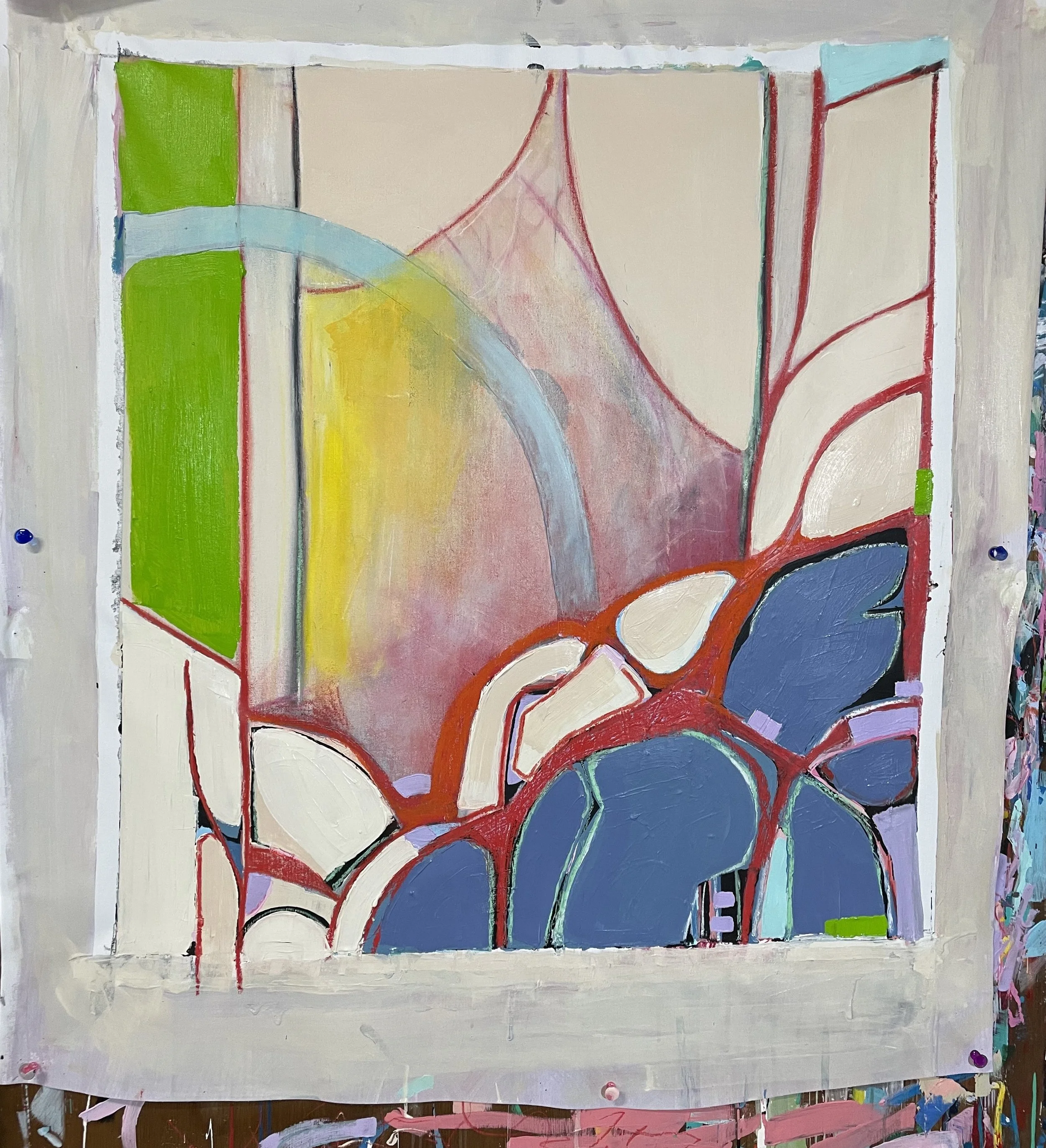 "A little backstory" 38x42" pencil, pastel and acrylic on canvas. 