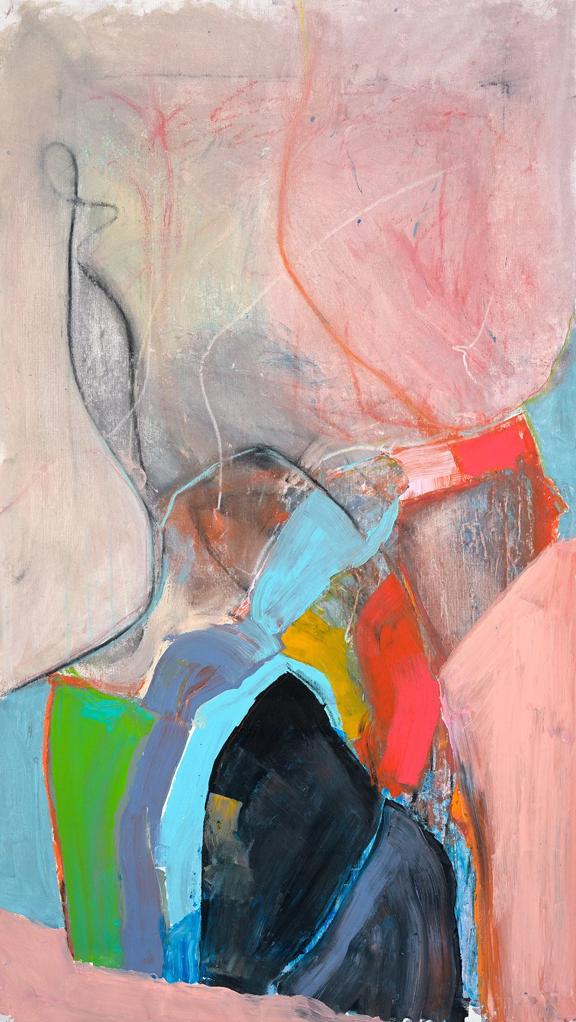 Winter Series 2026: "Natural Conclusion" 30x53" pencil, acrylic and pastel on canvas.