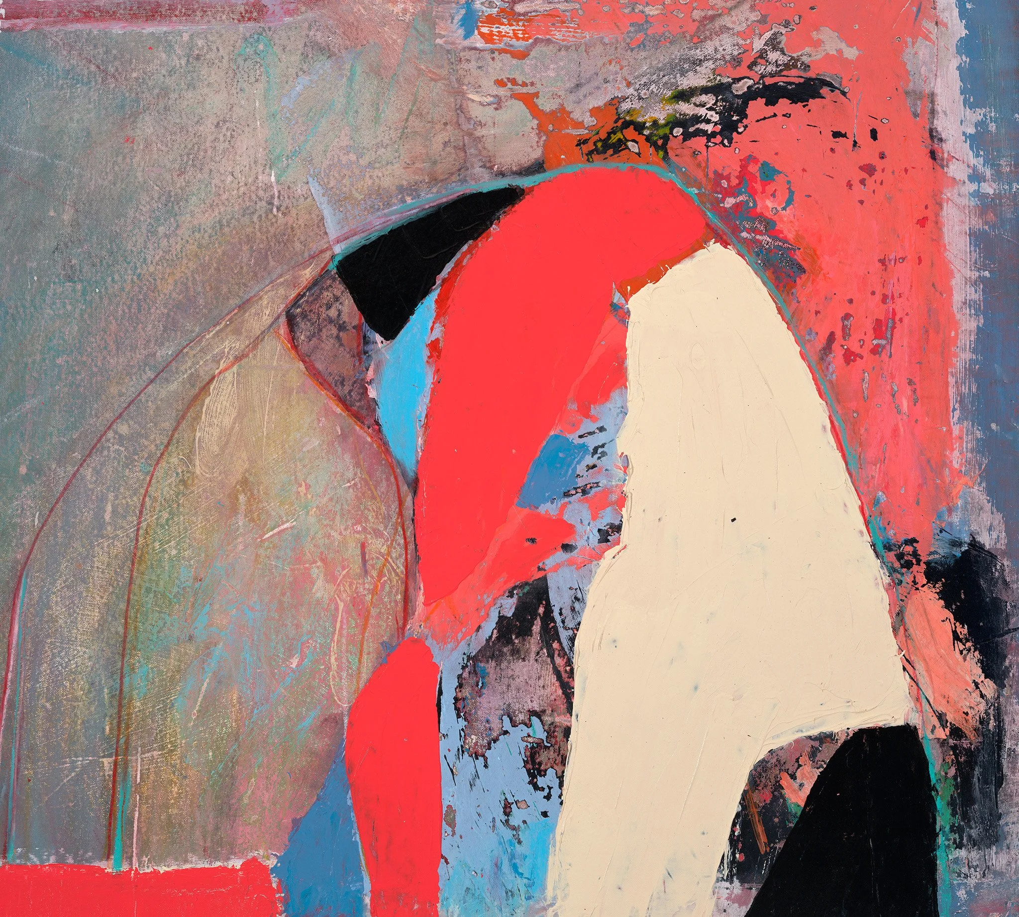 Winter Series, 2026: "Testimony spoke and made its peace" 24x26" pencil, acrylic and pastel on canvas. 