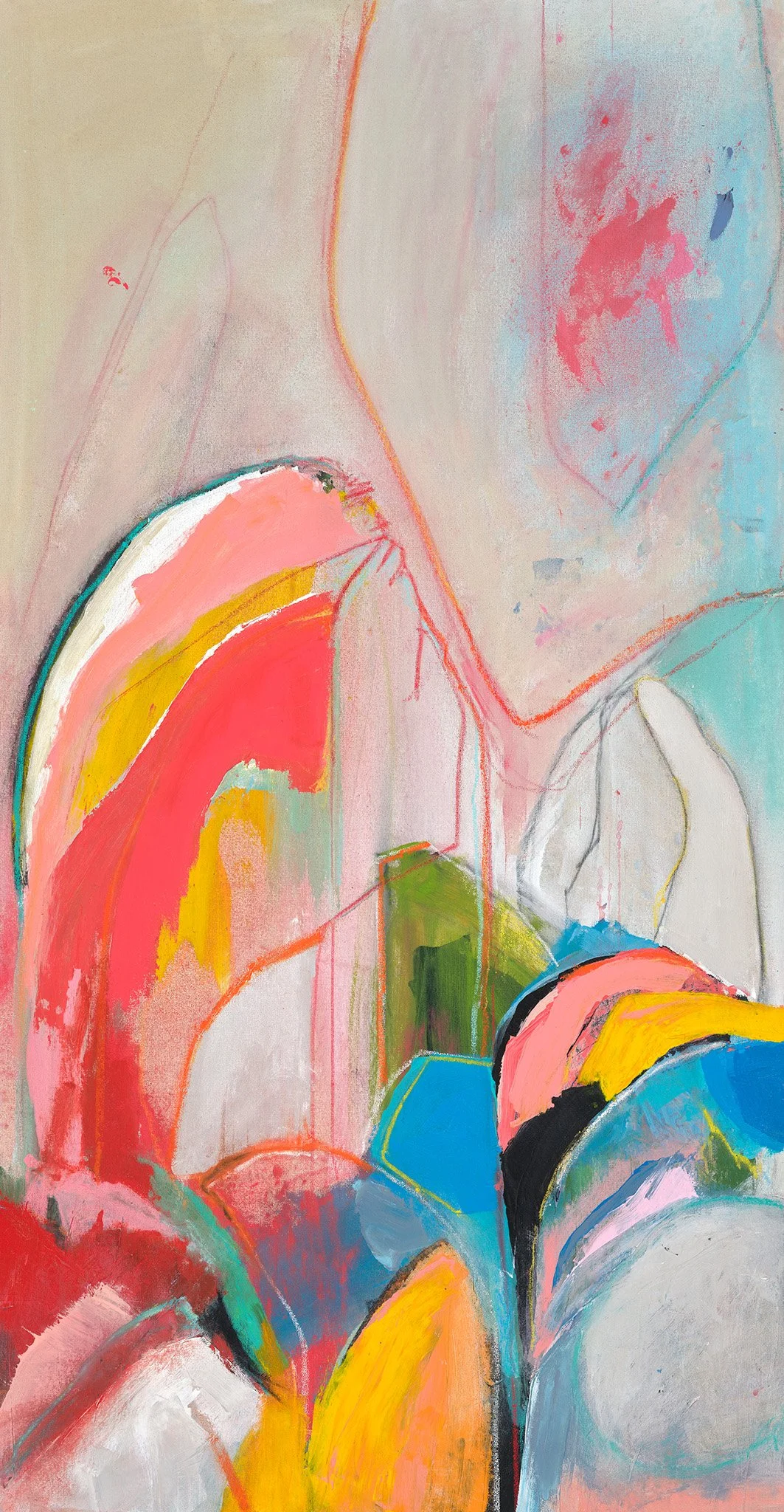 Winter Series 2026: "Presence or Impulse" 25x48" pencil, acrylic and pastel on canvas.