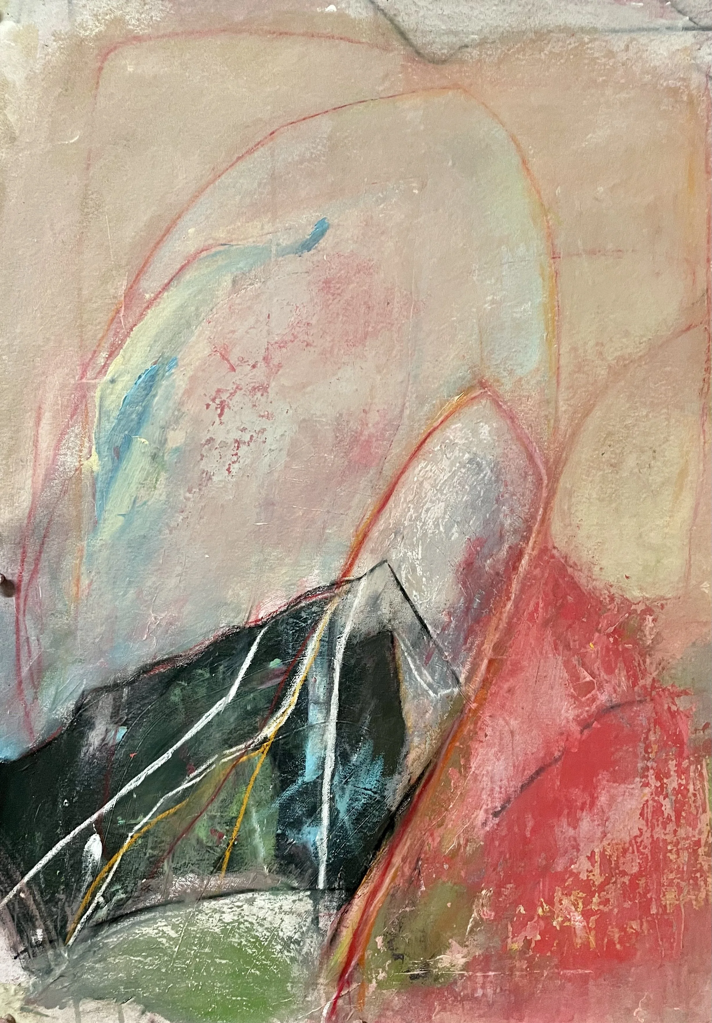 Winter Series 2026: "Under that deceptive cry" 22x32" pencil, acrylic and pastel on canvas.