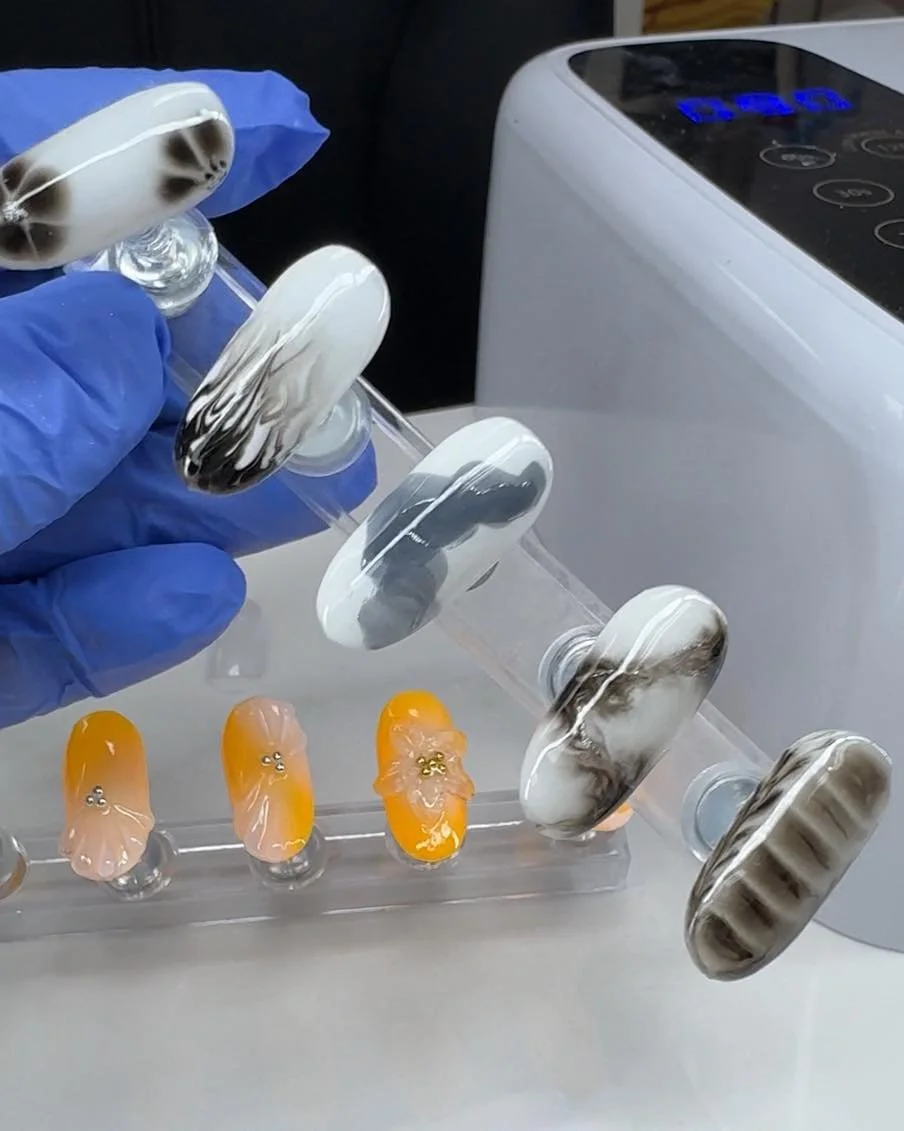 Which design do you like? Blooming flowers, flame, marble, wavy lines? 
#nailart #naildesigns #bloominggel #marblenails #flamenails #wavynails #gelnails #nailideas #nailinspo #nailstyle #nailfashion #nailartist #artnails #nailtrends #nailsoftheday #