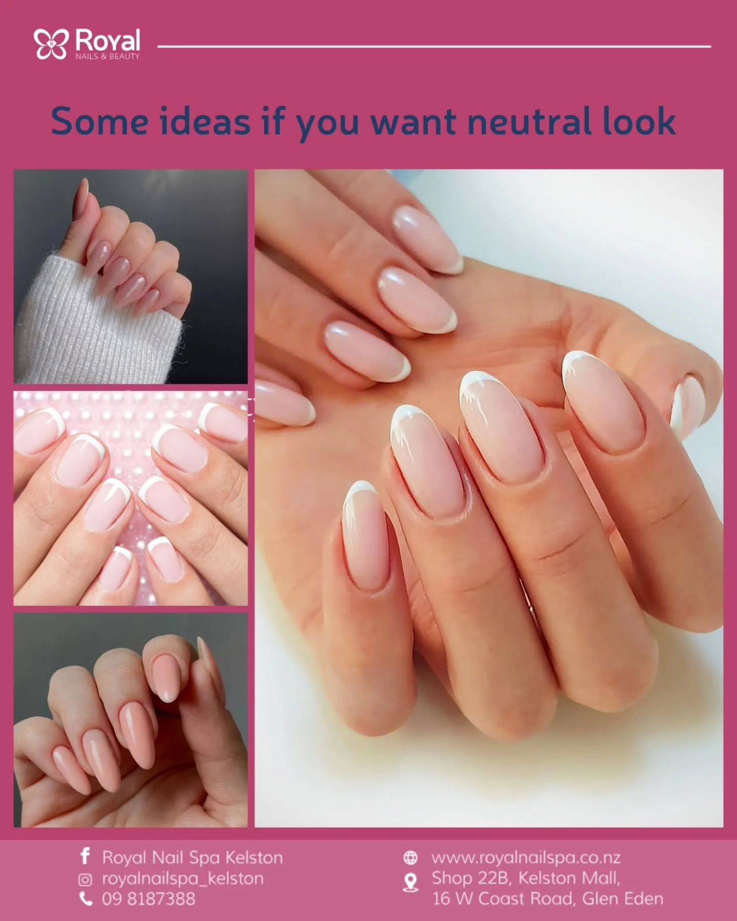 We open on Monday - King's Birthday.

Booking available at our website https://www.royalnailspa.co.nz/

#neutralnails
#buildergel #nailtrend #nailist #bundledeals