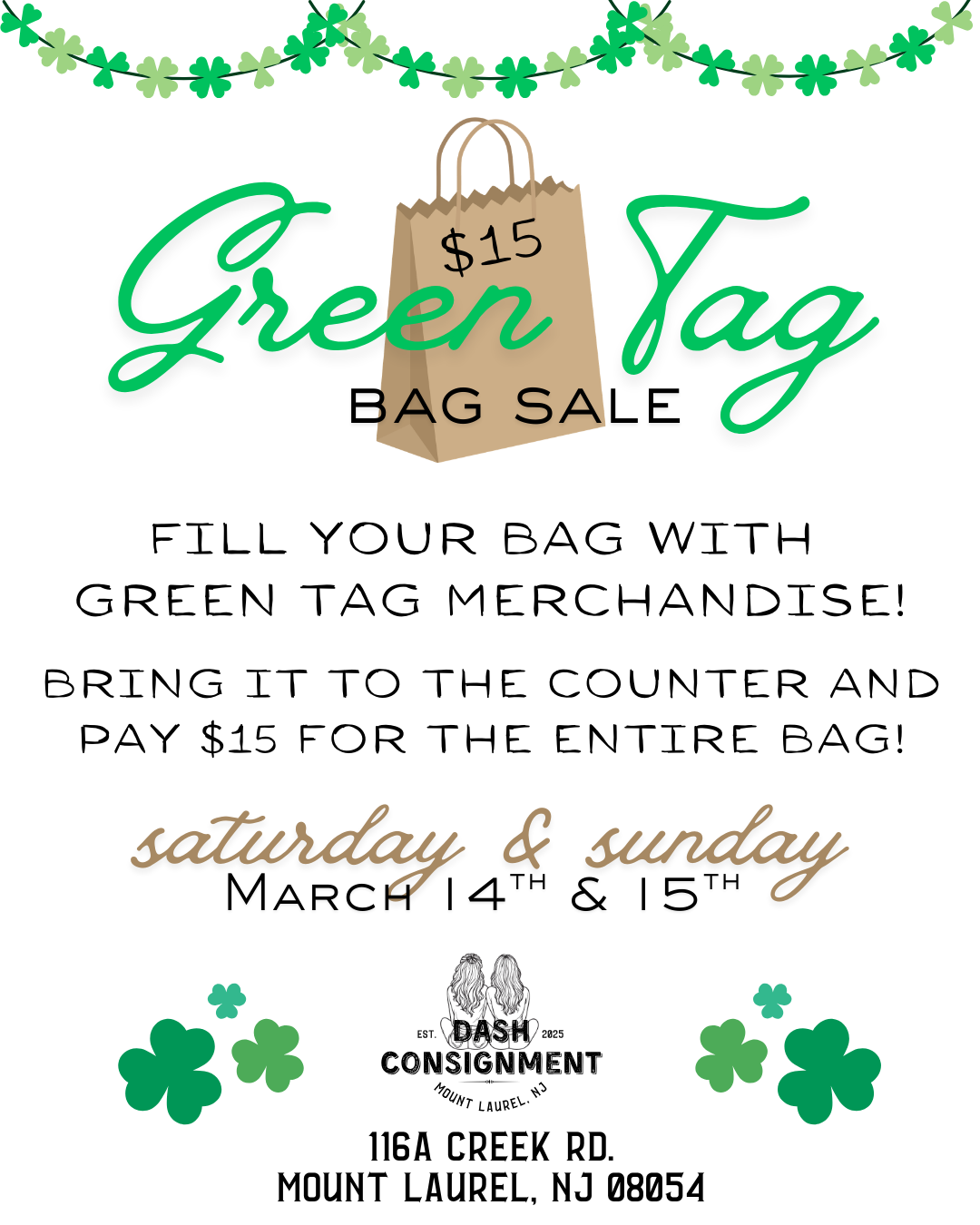 Green Tag Bag Sale