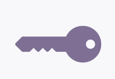A purple key with a round head and jagged teeth on the blade.