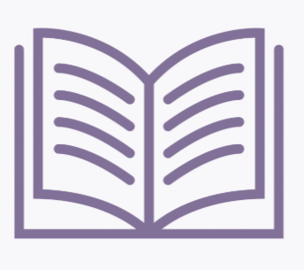 Outline of an open book in purple.