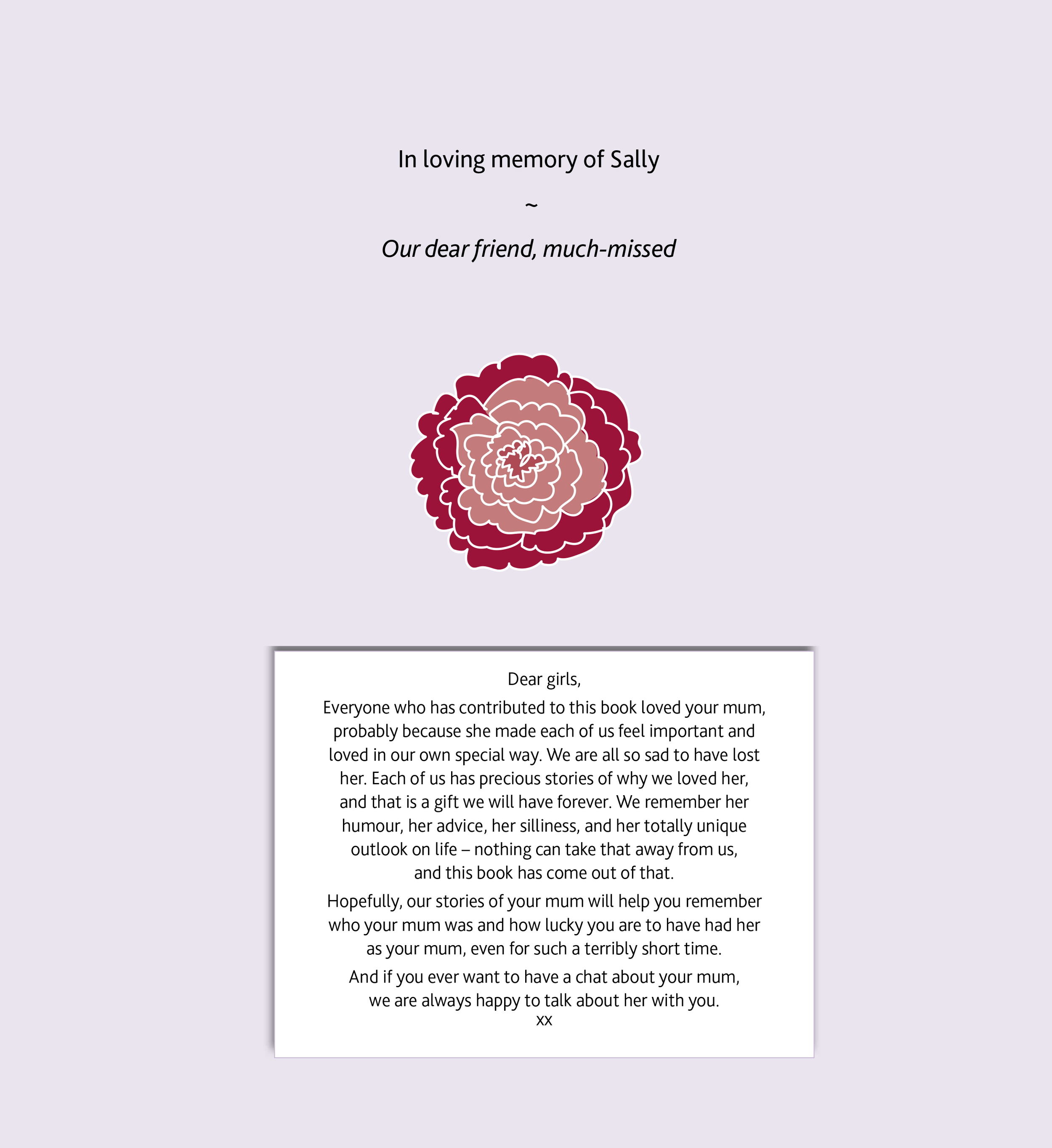 First page of a memory book