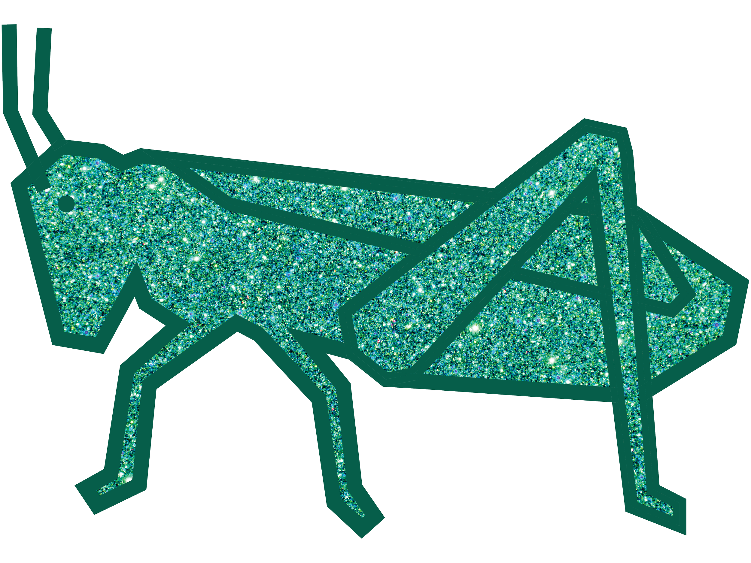 sparkly green grasshopper illustration