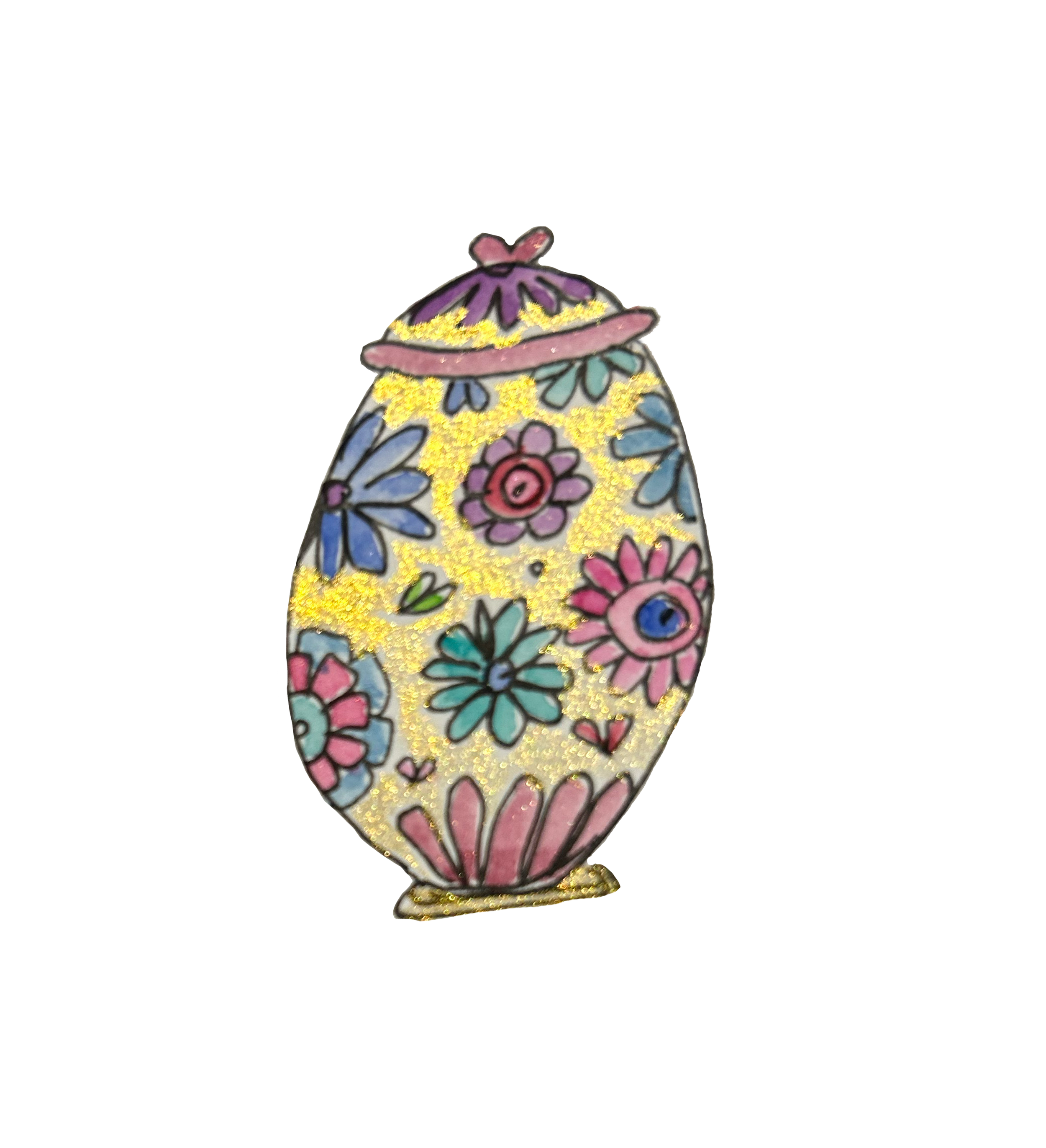 sparkly watercolour illustration of an urn