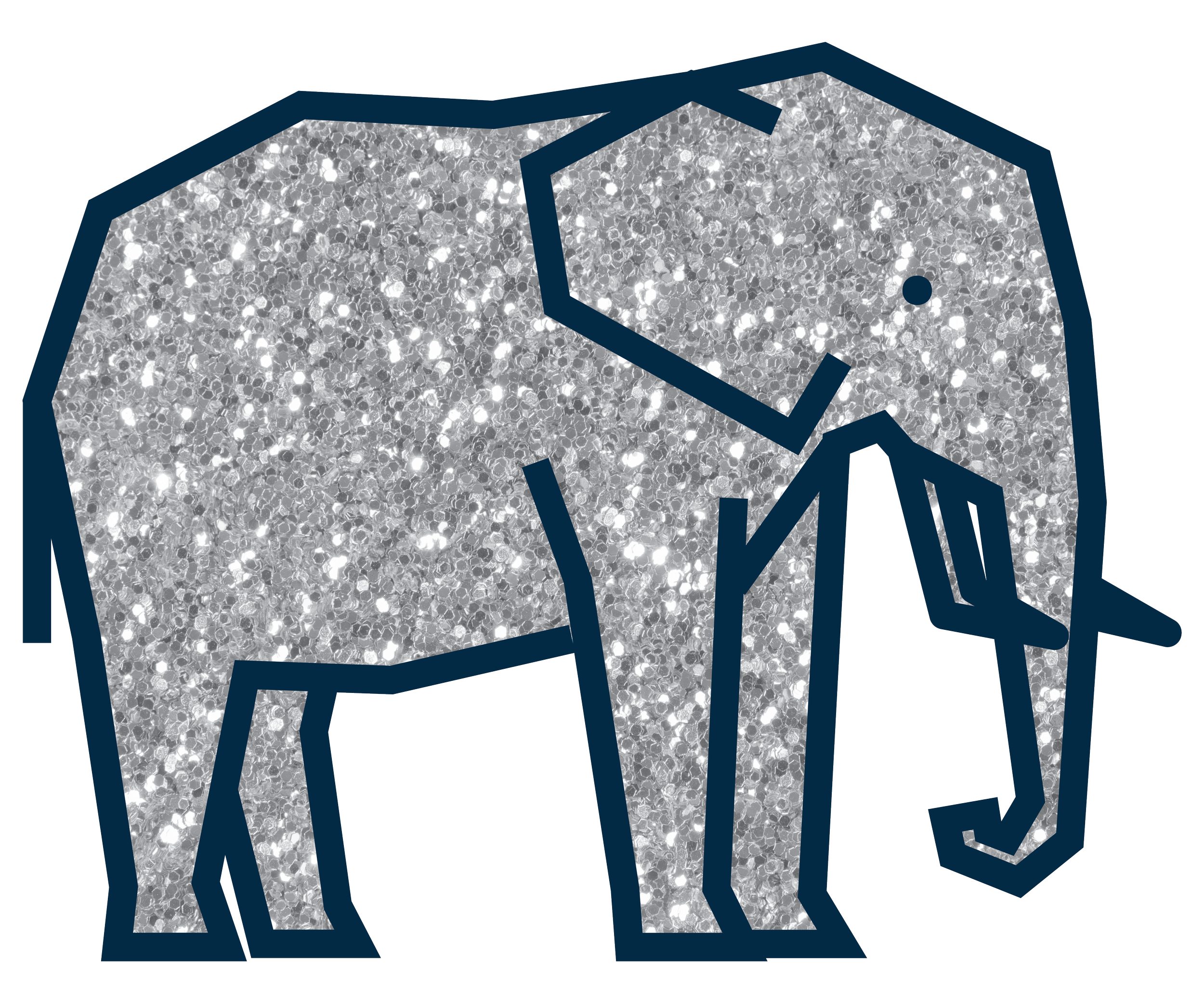 sparkly silver elephant illustration