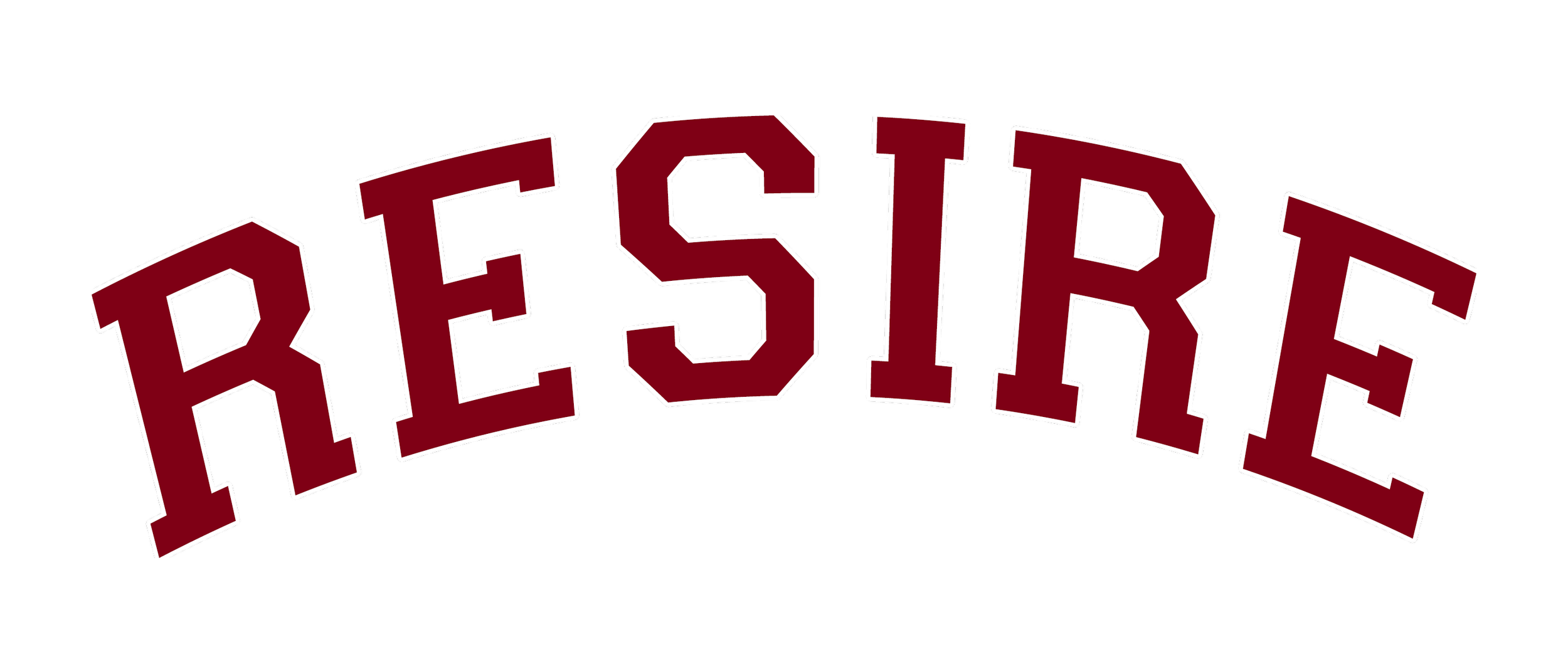 Stylized text spelling 'RESIST' in maroon with white outline on a black background