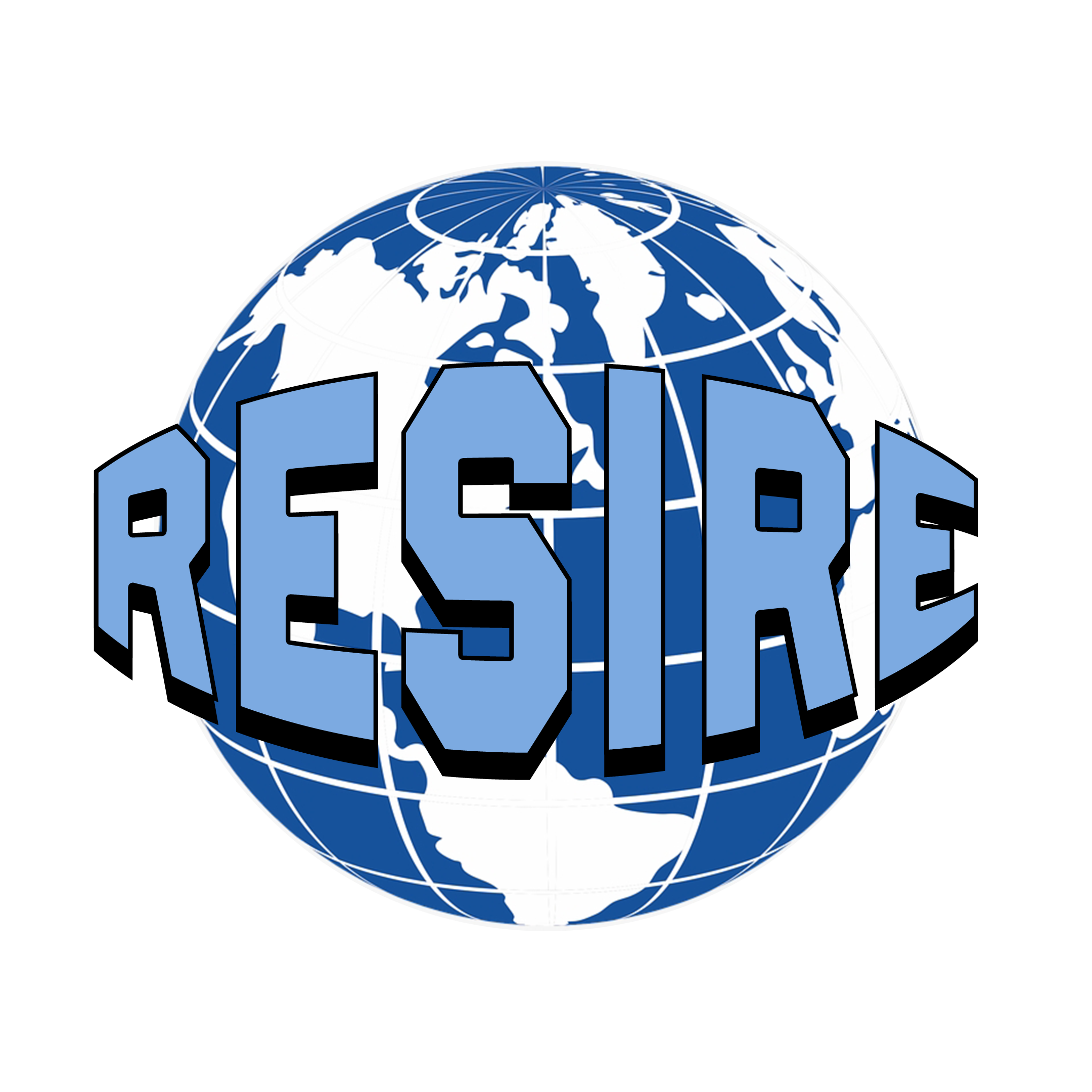World globe with the word RESIDE in bold, blue, 3D letters across it.