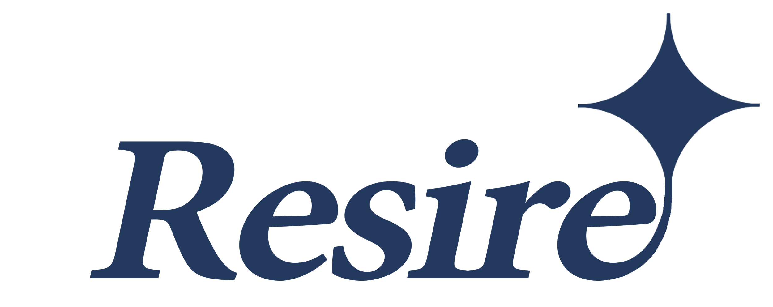 The word "Resire" written in blue with a stylized starshine symbol above the 'i'.