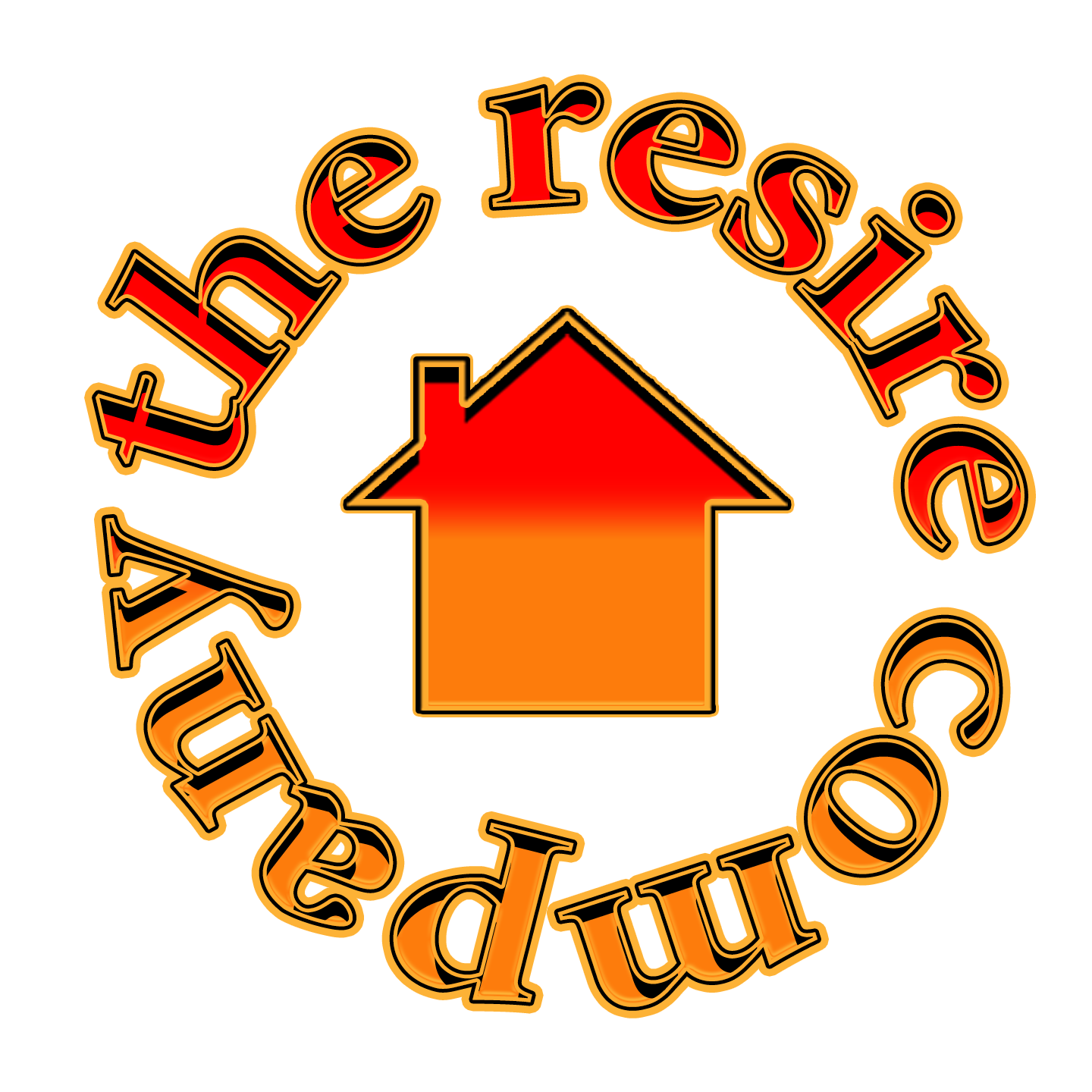 Logo with an orange background, a house icon with a red arrow pointing upward inside, and the words "trust" and "reliable" curved around the house.