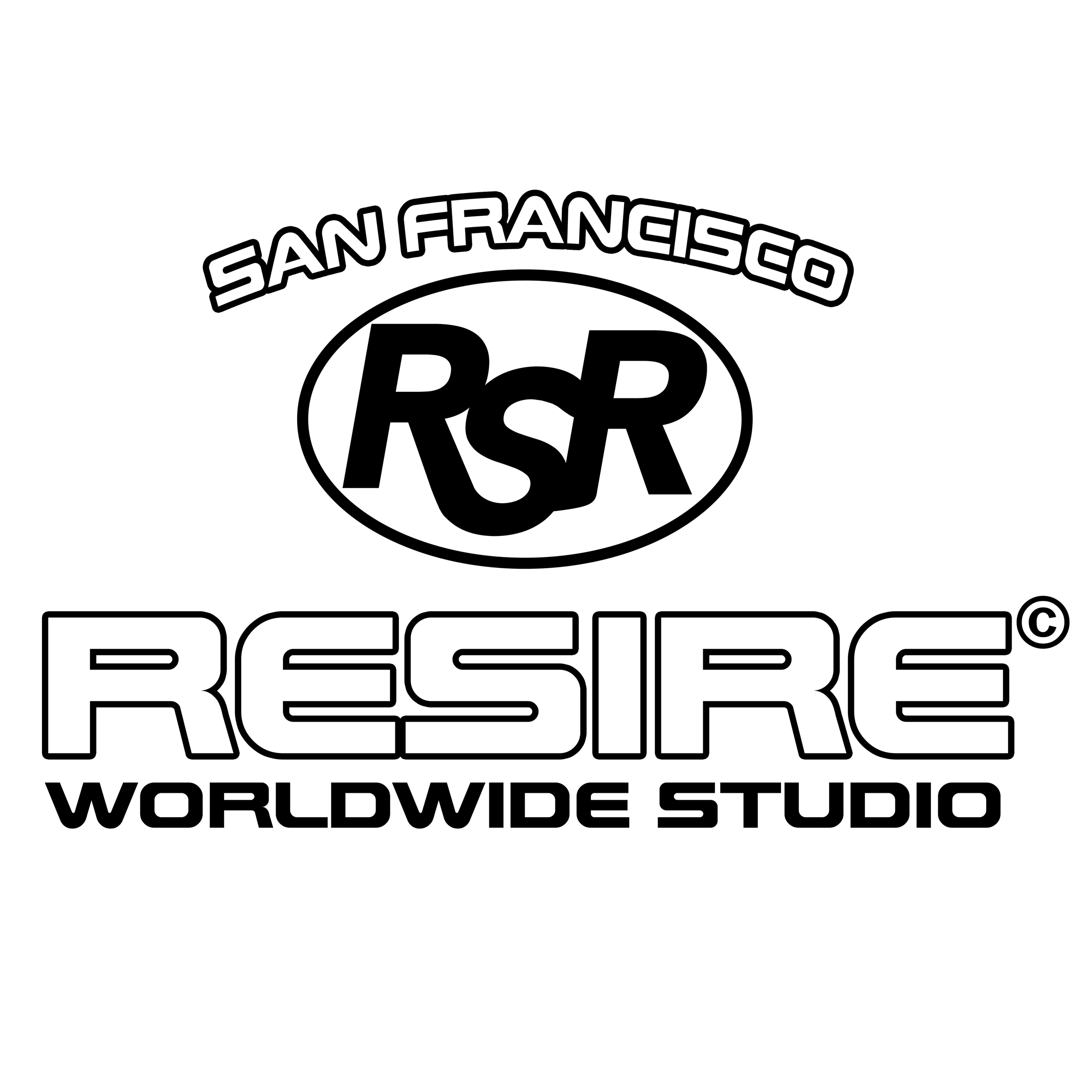 Black background with white bold text reading 'SAN FRANCISCO' at the top, 'RESIRE' in large letters in the middle, and smaller text below that is difficult to read.