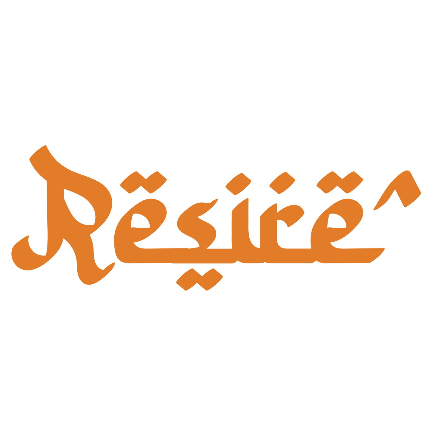 Stylized Arabic-style text with the word "Réširé" in brown color on a black background.