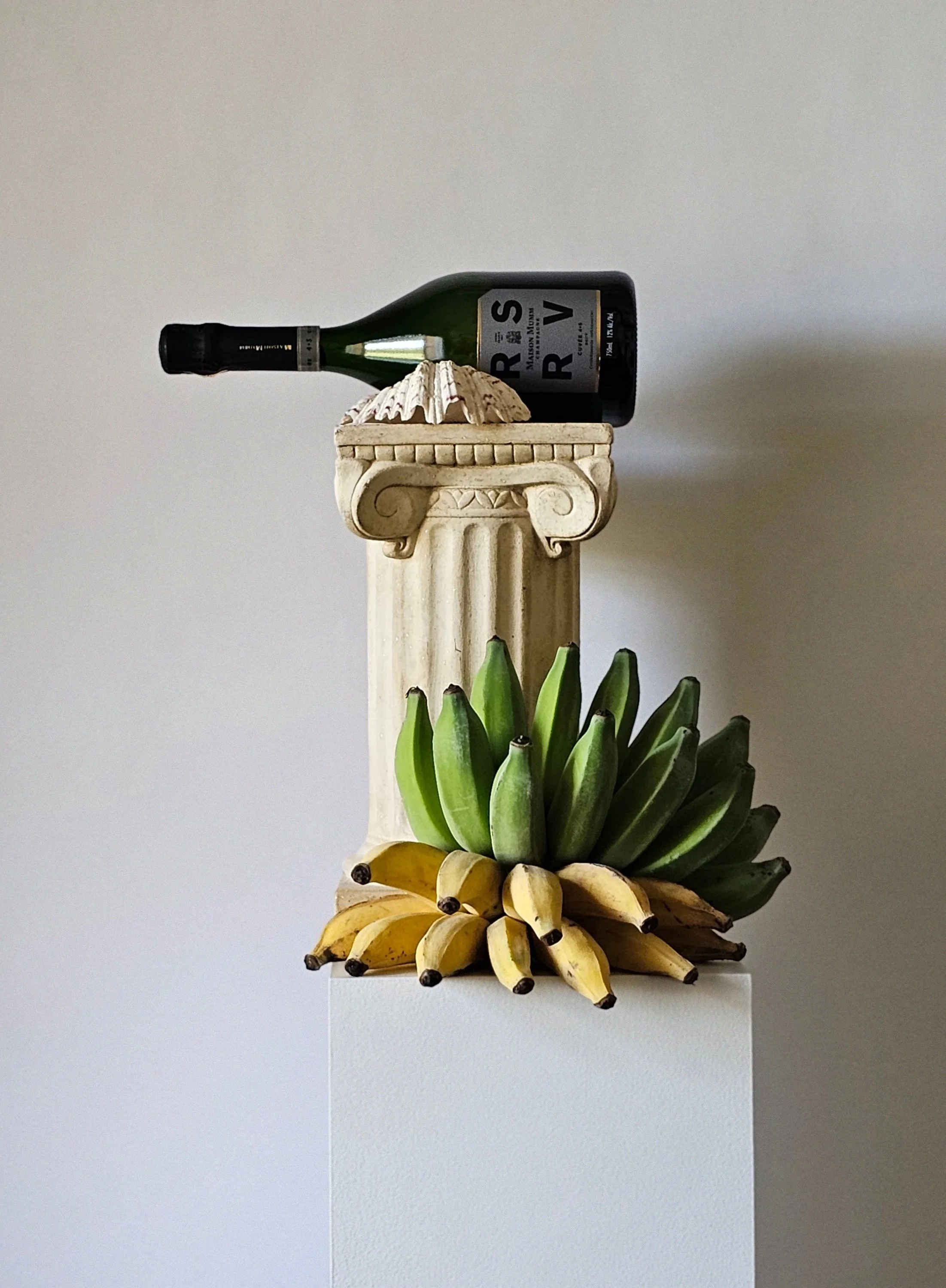 Champagne and bananas creative still life and photography