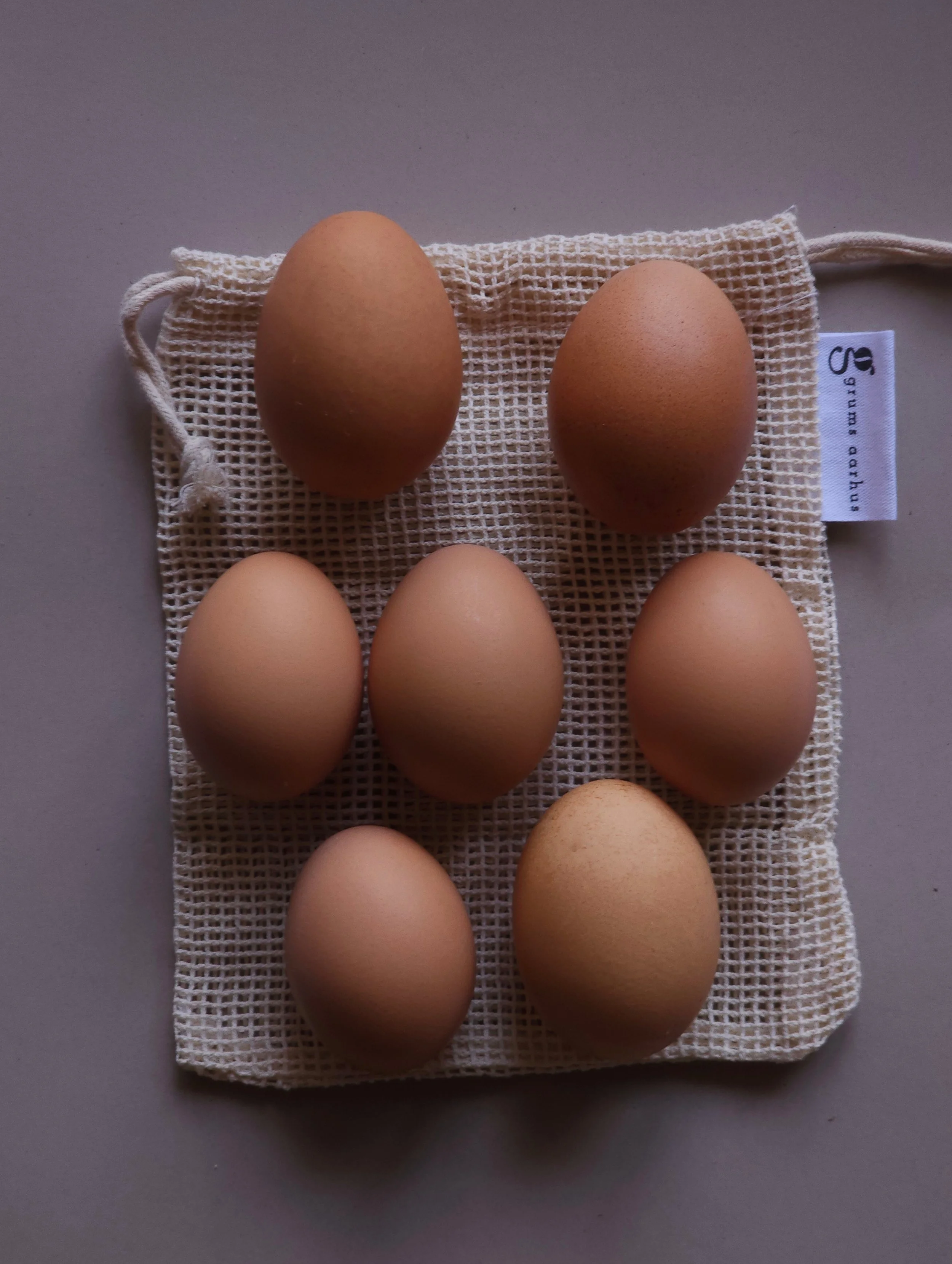 free-range eggs with mesh bag, natural cosmetics
